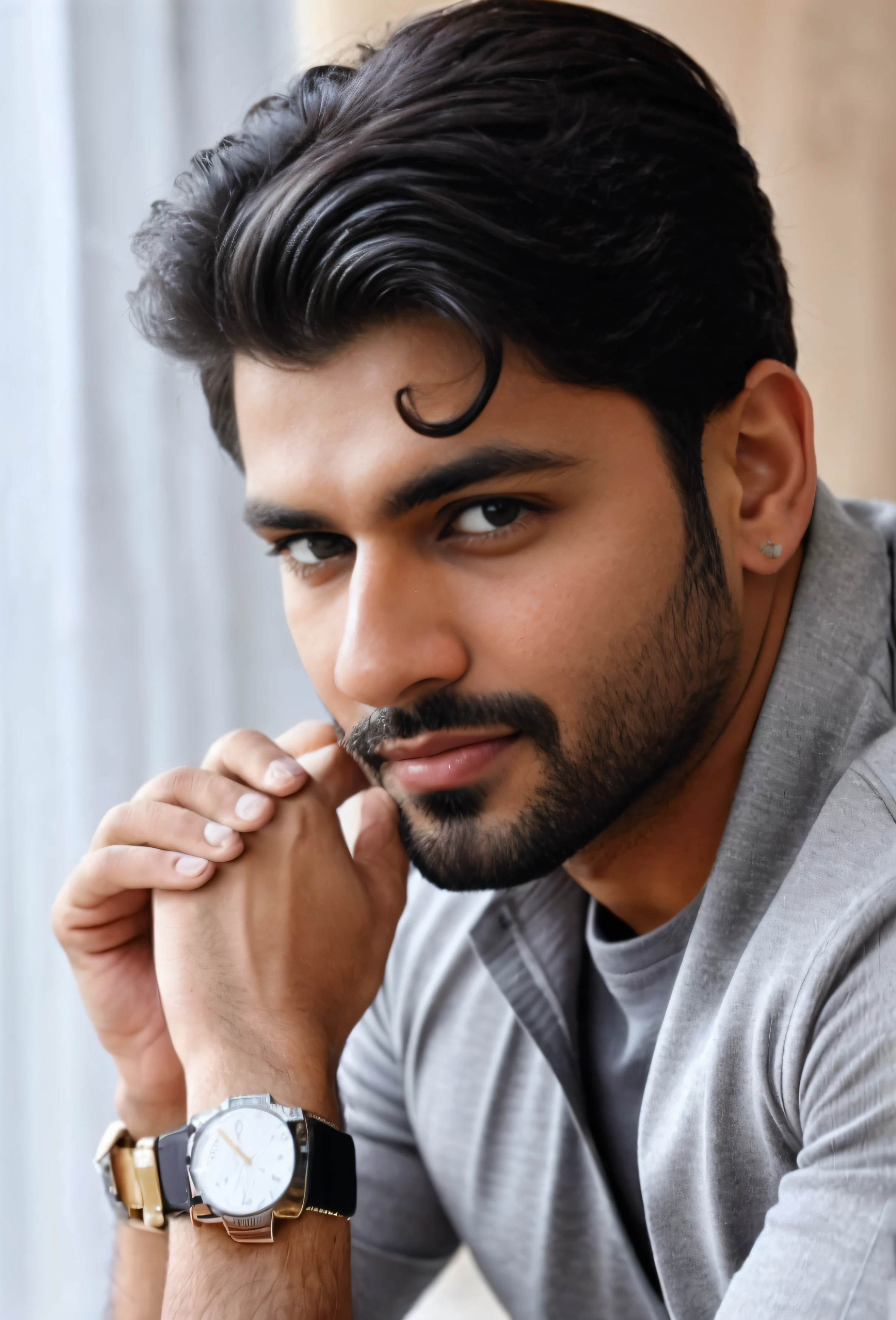 arafed man wearing a hat and a bracelet with a watch, handsome face, handsome and attractive, really good looking face!!, good looking face, handsome attractive face, harsh good looking face, arian mark, ayan nag, handsome male, handsome man, very attractive and beautiful, #trending, stylish pose, attractive man, perfect handsome face, handsome eyes