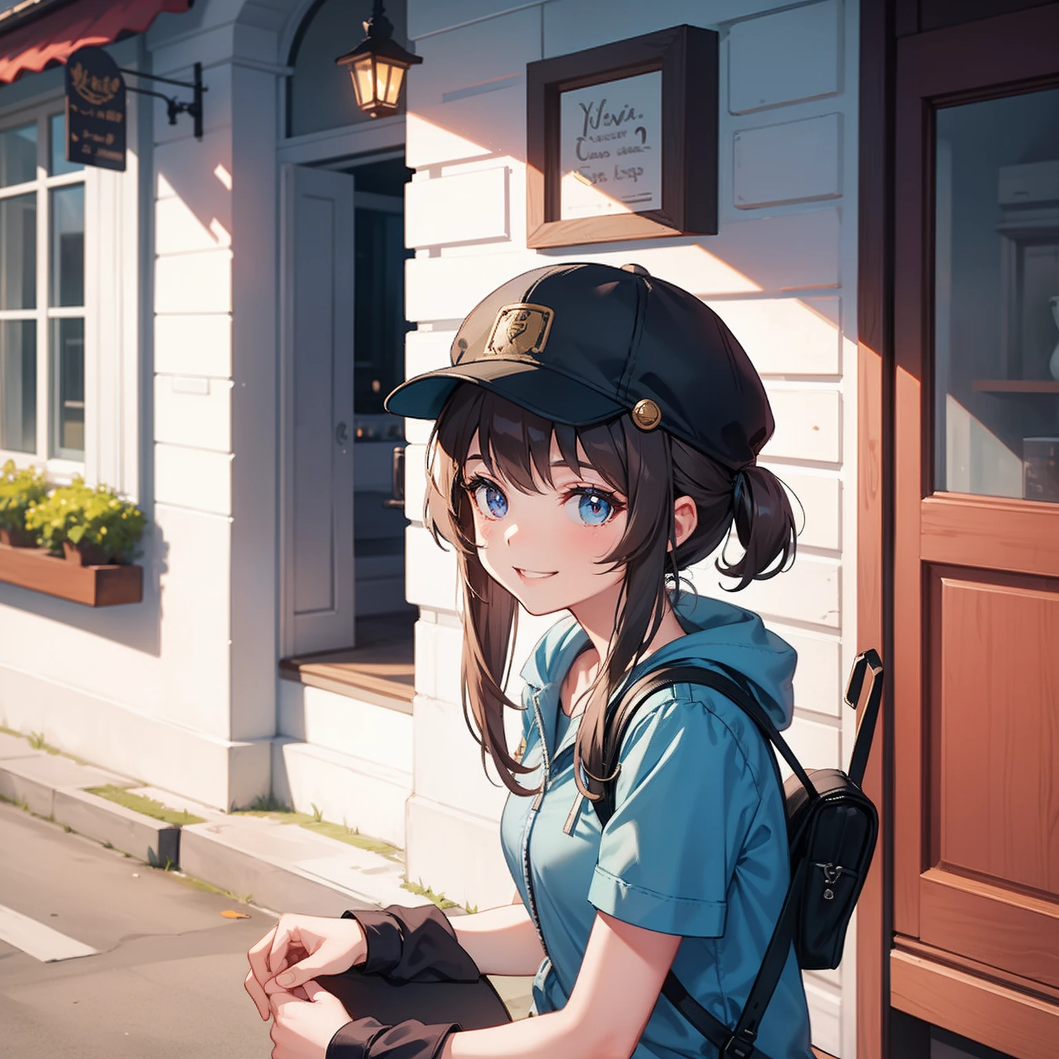 Fluffy smile Viewer's Perspective Girl in a cap