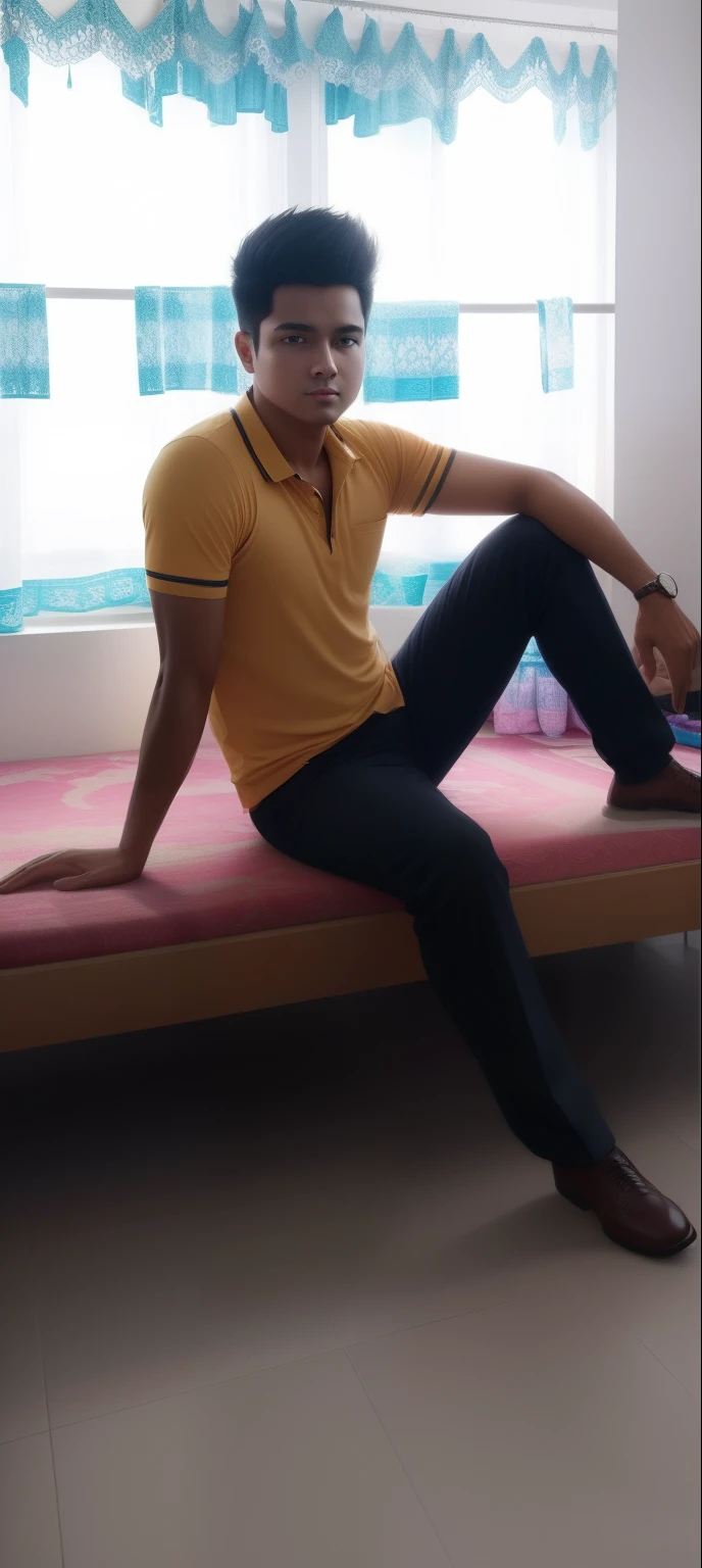 Edit photo beautifully, change the background to a beautiful background color, smart, attitude movement is natural, the photo is edited like real.
