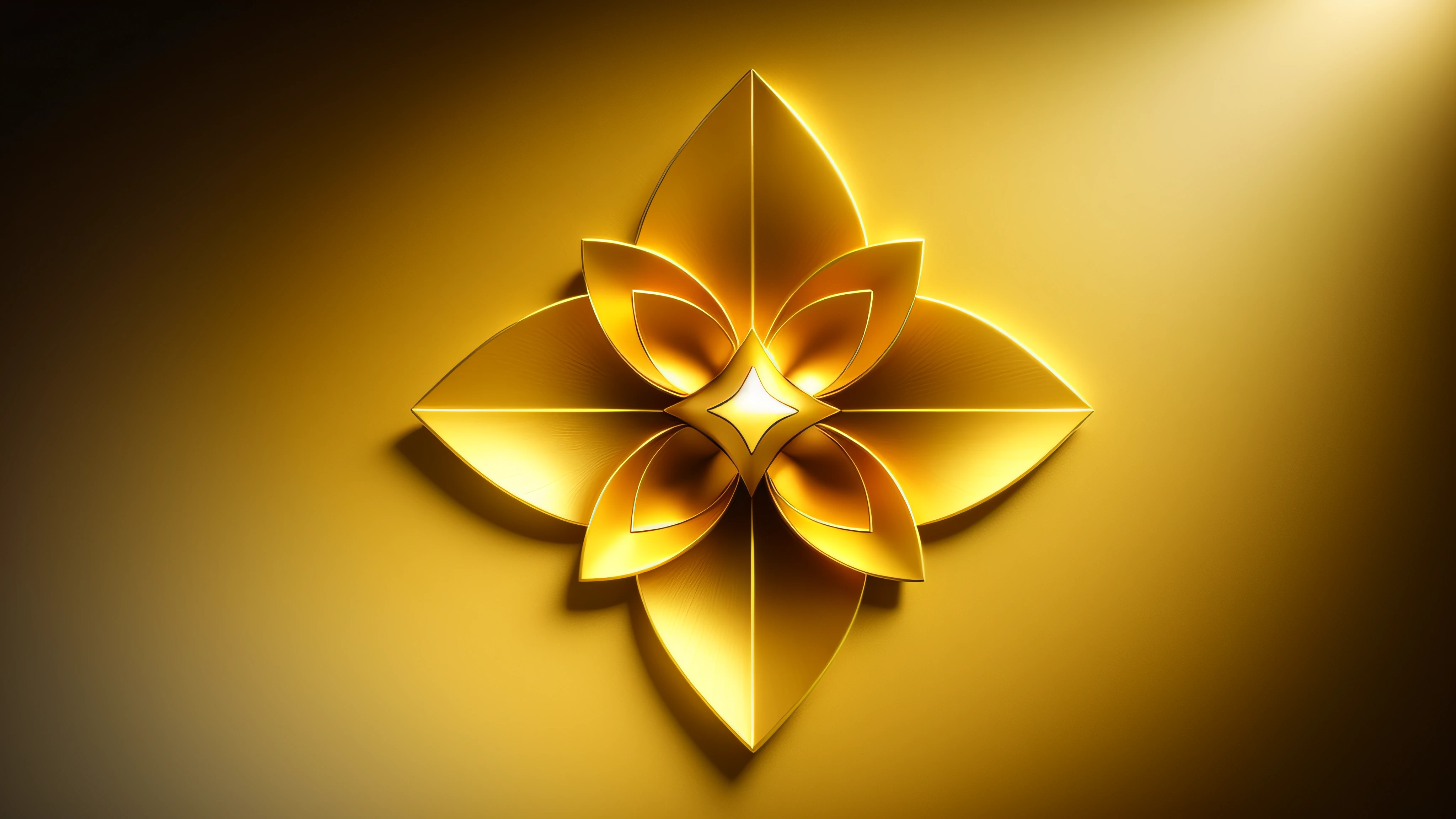 Blue background，Golden petals，Sparkling texture，Each petal is three-dimensional convex，3D rendering of，c4d渲染，Three-dimensional feeling，super detailing，Gold stroke，tmasterpiece，high qulity，Gold craftsmanship，goldtrim，((The three-dimensional shape of the center))，Ultra-detailed light and shadow、rich details​
