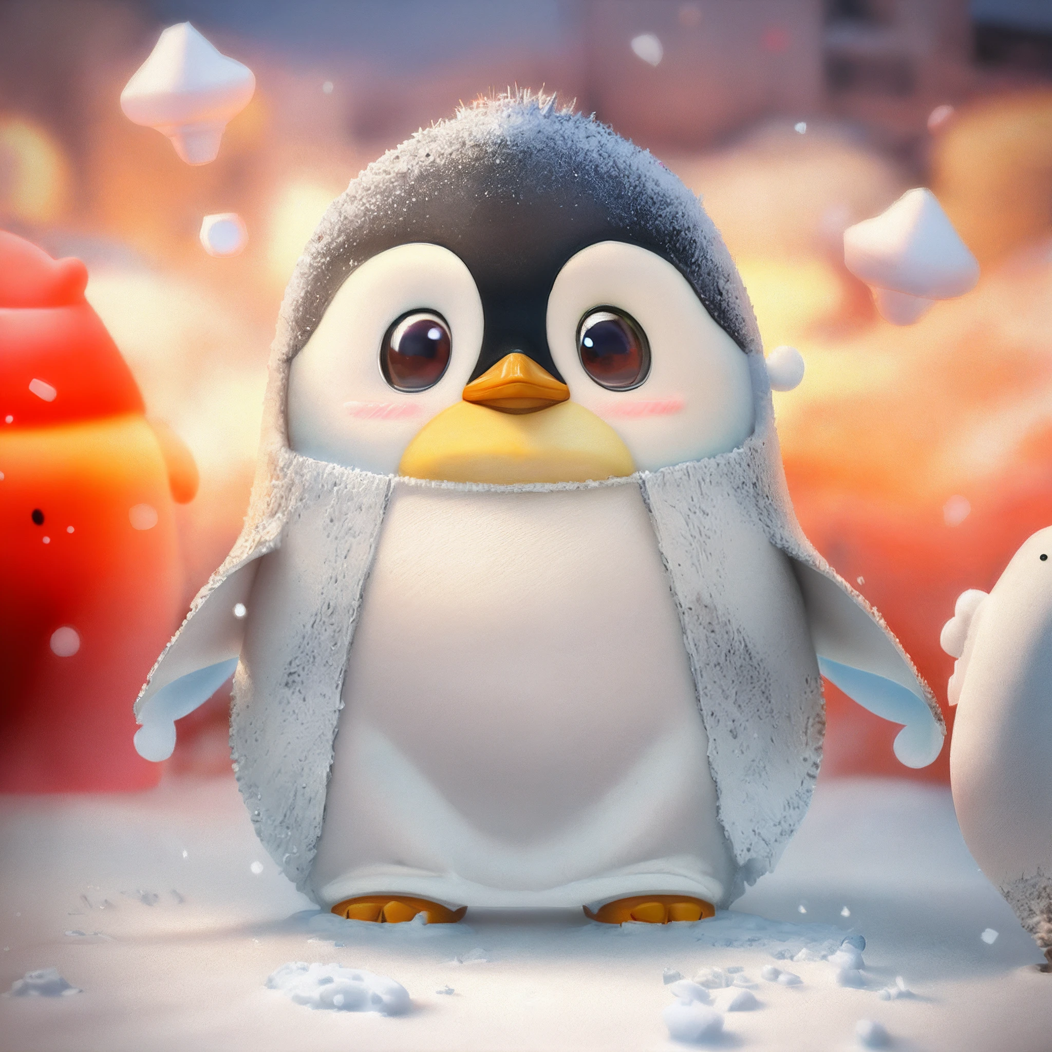 Penguins with hats and noses standing in the snow, cute 3d render, Adorable Digital Painting, Cute digital art, Cute! C4D, cute detailed digital art, Penguins 0, penguin, Fat Penguin Unity Asset, so cute, cute cartoon characters, rendered in blender, penguin, 3D Animated Movies, 3D CG, 3 d cg