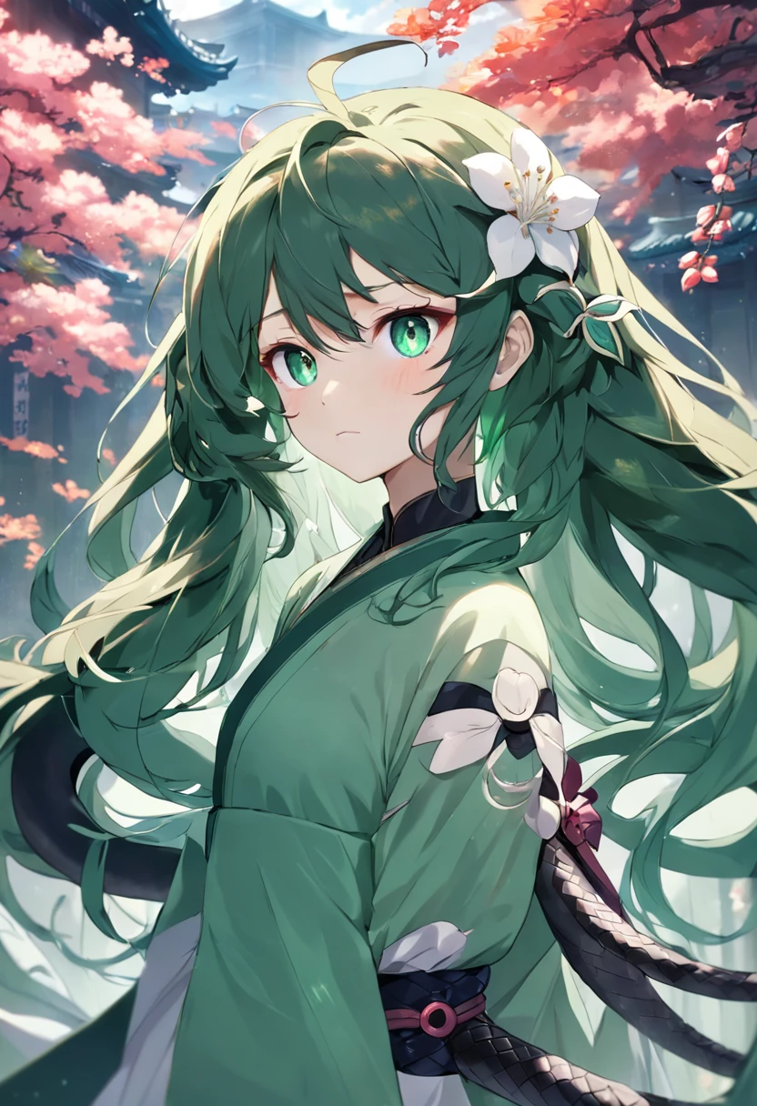 Snake eyes flower hair jade jiao