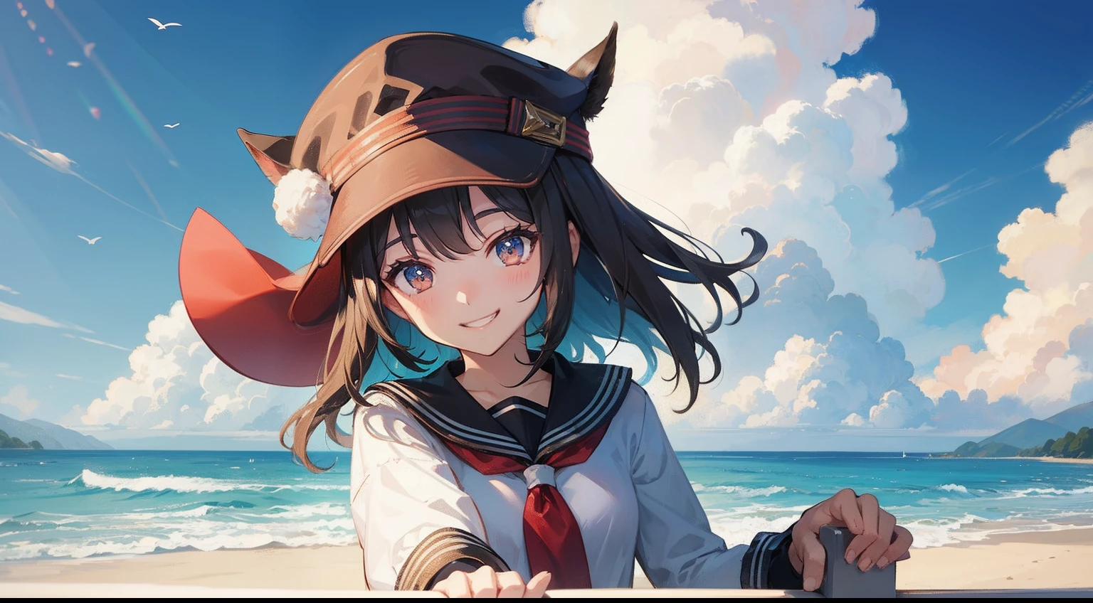 Fluffy smile Viewer's Perspective Girl in a cap Mare
