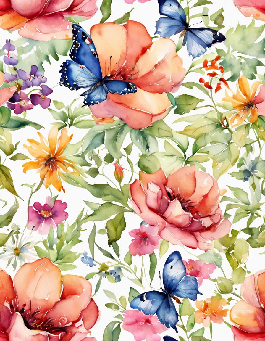 Floral wallpaper with butterfly