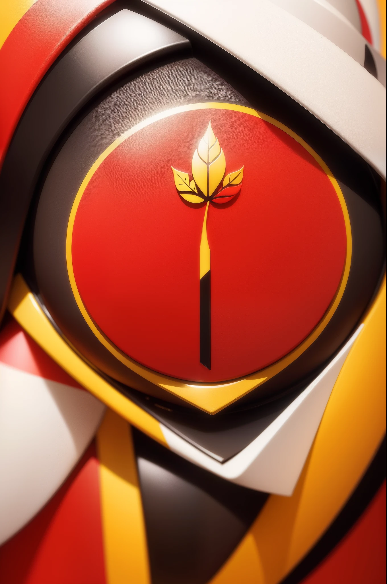 a closeup of a red and yellow logo with a leaf inside, Vastayan, muito design, Logo, Logo, muito feliz, Criado no Adobe Illustrator, imagemm do avatar, muito feliz!, vibrant feel, avatar para o site, vibrant setting, verisimilitude, imagemm de perfil, design elegante, Best LogoType, arte vibrante, Logotype without text, marca, imagem