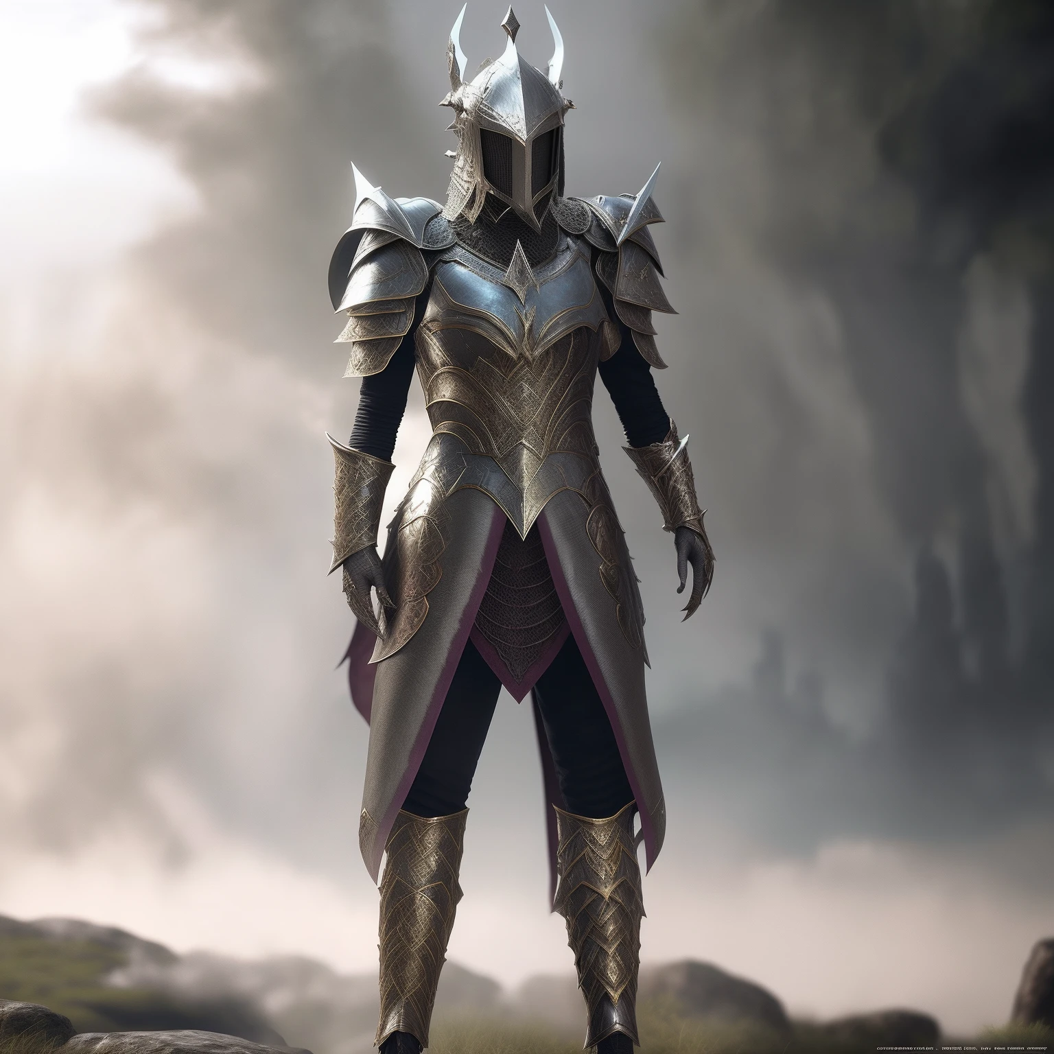 Arafed knight in armor standing on a rocky terrain, elven armor, Essa armadura, vestido com armadura leve, armadura impressionante, armadura de fantasia, armadura de fantasia detalhada, clothed in ethereal battle armor, full portrait of magical knight, armadura de fantasia muito elegante, armadura bonita, clothed in ethereal armor, Armadura Morrowind, picture of female paladin, female dragonborn