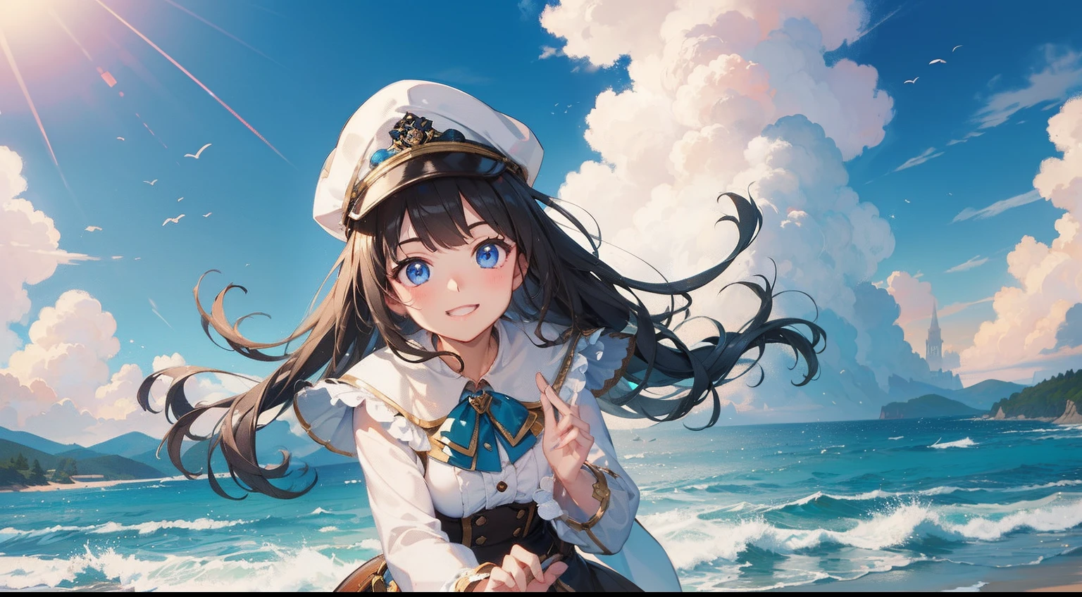 ((​masterpiece))　top-quality　Fluffy smile　Viewer's Perspective　Girl in a cap　das boot