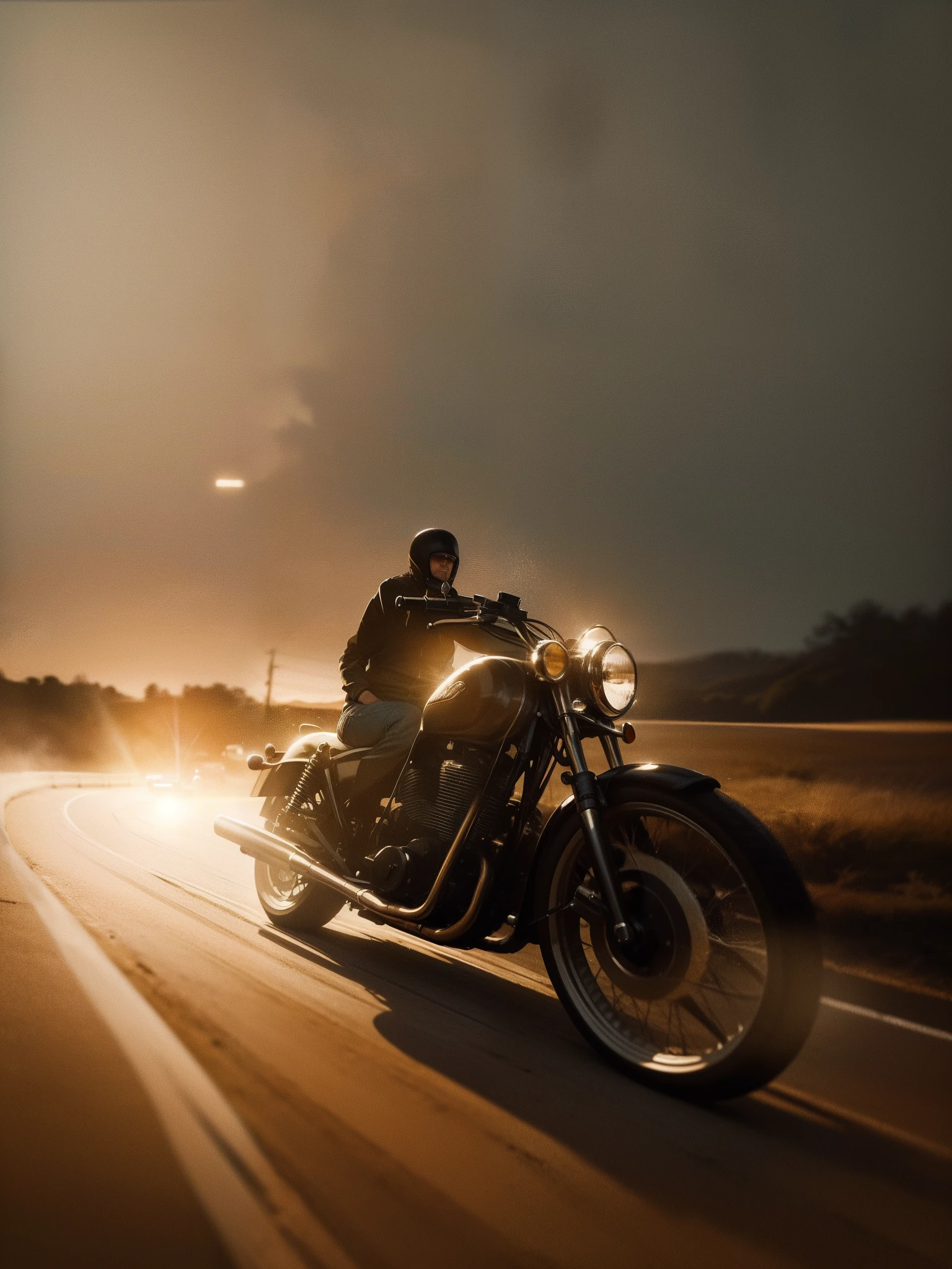 Vintage motorcycle: A car driving on dirt, (High detail RAW Photo), (Masterpiece, Photorealistic, heavy shadow, Dramatic and cinematic lighting, Key light, Fill light), Sharp focus, filmgrain, Grainy, Cinematic, Cinematic bloom, Depth of field, The background is blurred out