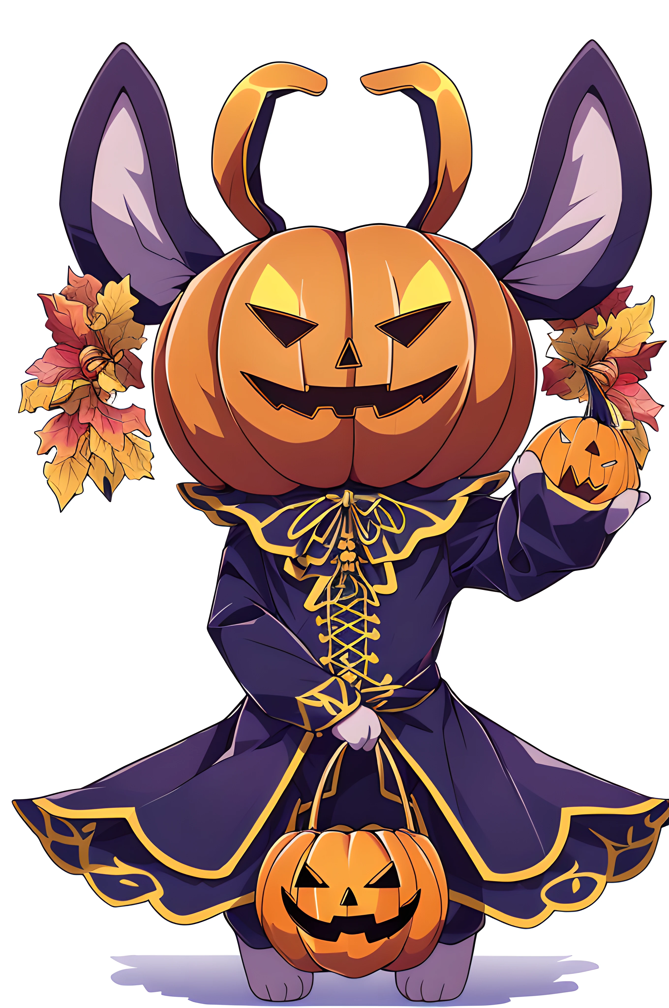 White background,超A high resolution, NFFSW, Best-aesthetic, Best quality, masutepiece, Flat avatar, Impeccable,Animal heads,rabbits,Personal,Positive,Halloween,detailed full body,leges,No background,Remove the background