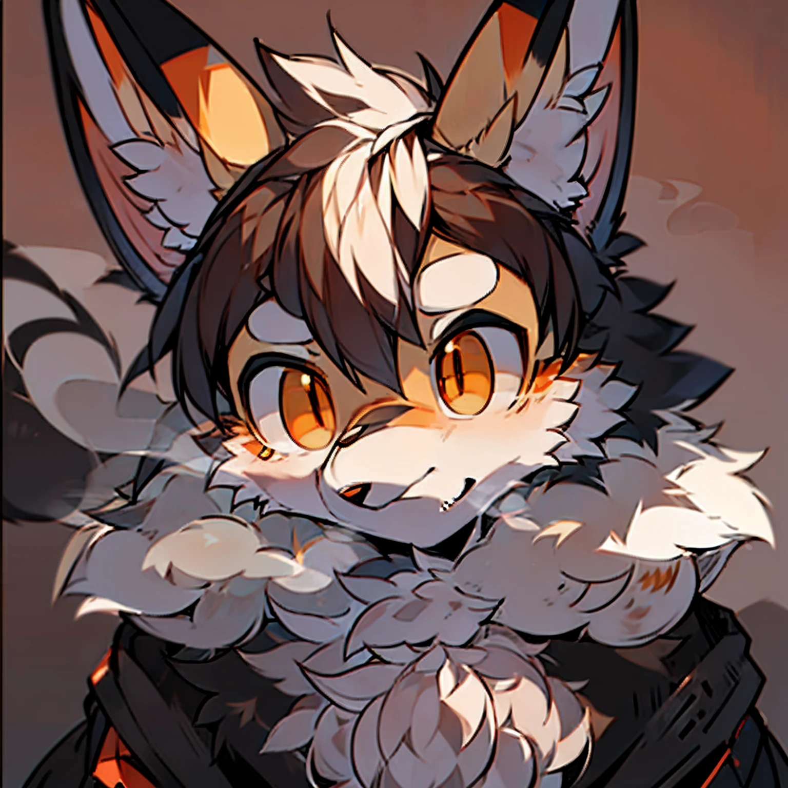 Double,shaggy male,Furry,coyote,canid,Black and white fur,Orange eyes,smokeing,