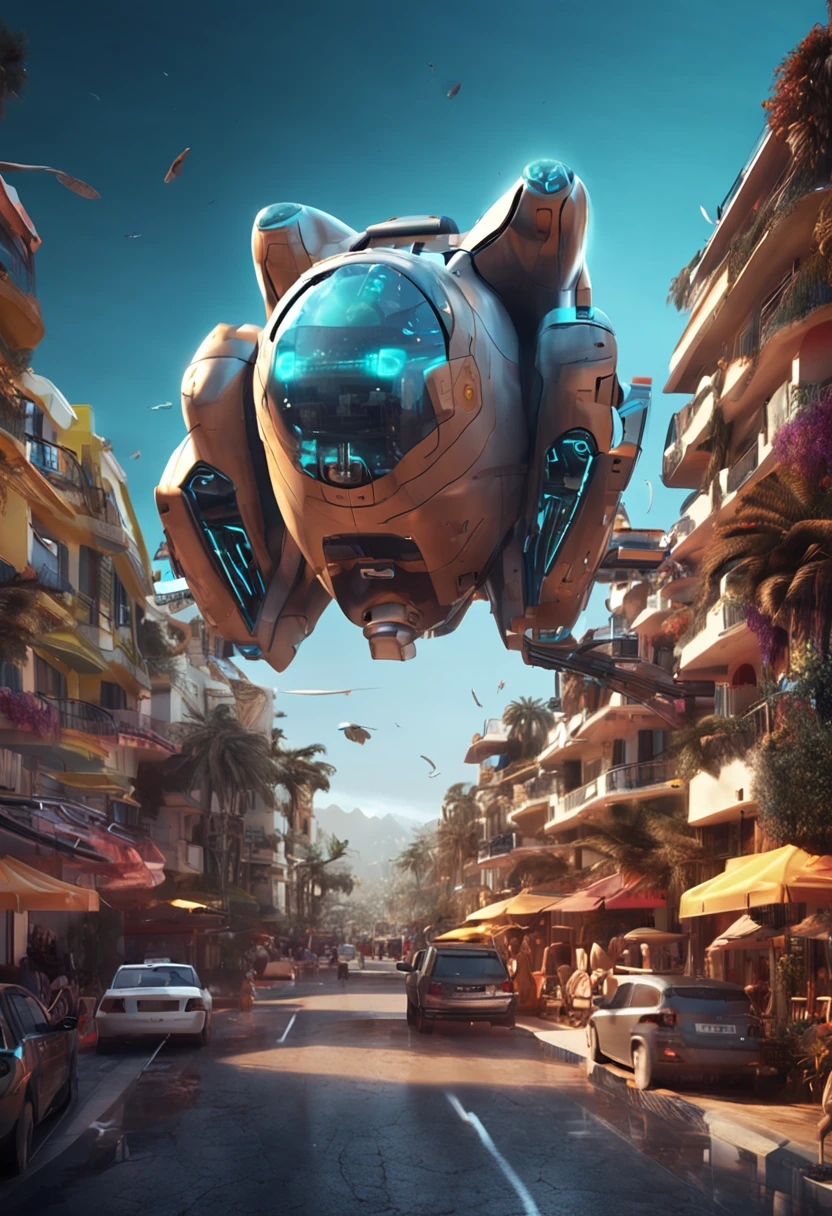 Spaceships fly in the air in Alanya district of Antalya
Robots roam the streets in 2050