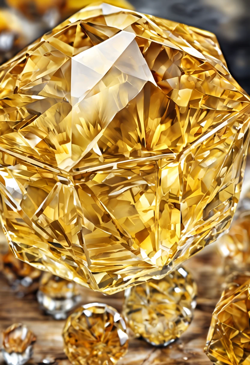 "An intricately detailed 8K ultra-realistic yellow crystal object, rendered with Octane Render in Unreal Engine 3D."