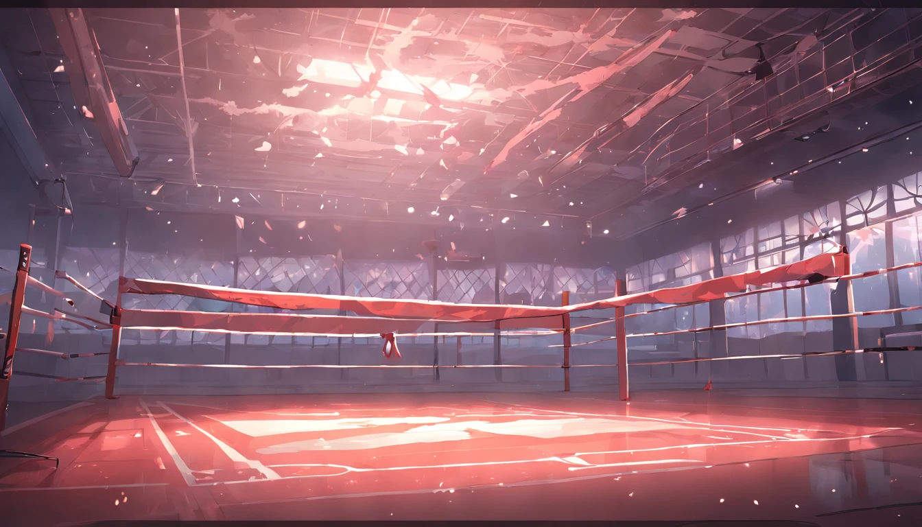 Anime style, basement, Training Hall, Shabby walls, daytime lighting, Boxing Ring, Underground Atmosphere