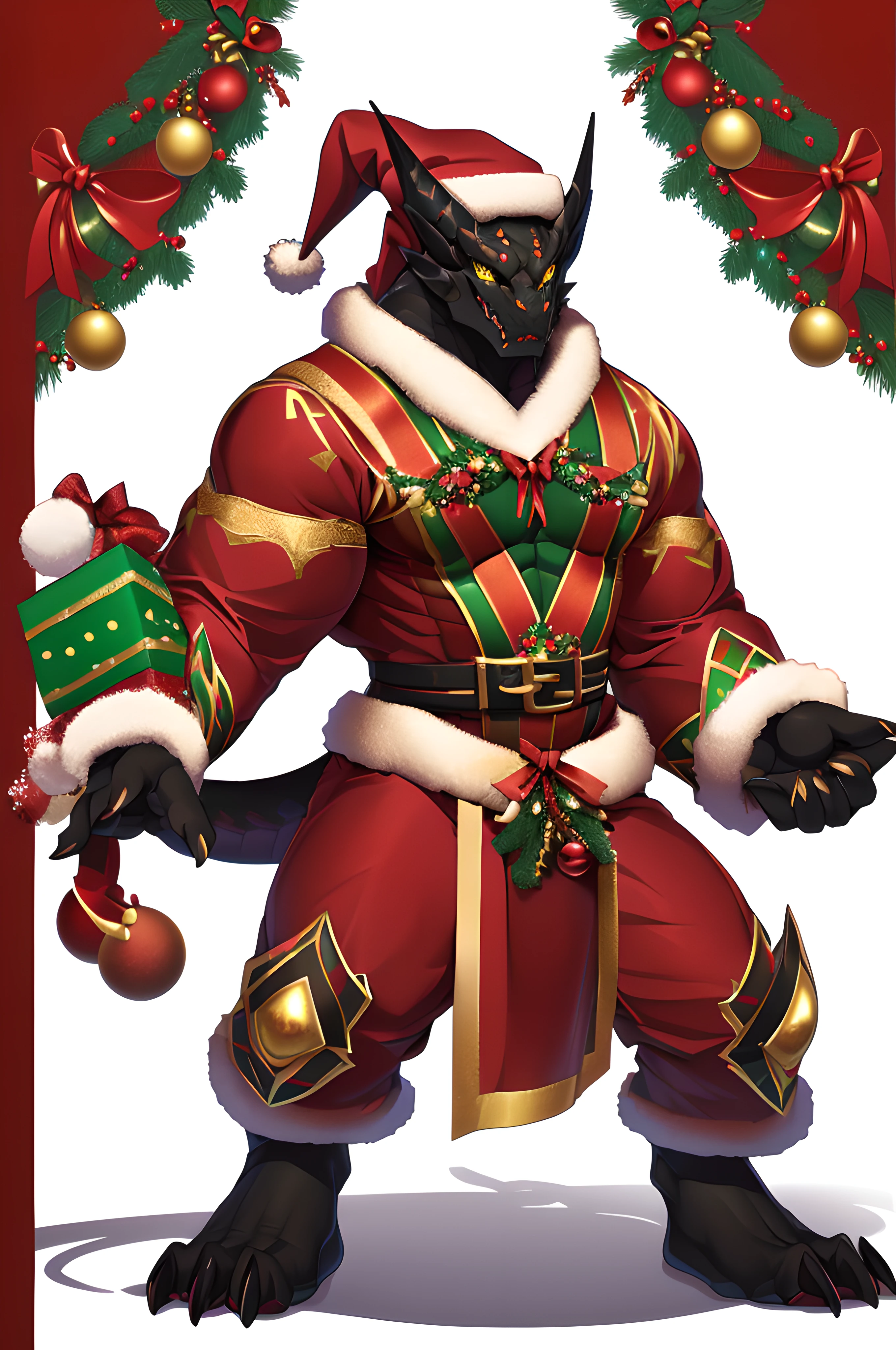 White background,超A high resolution, NFFSW, Best-aesthetic, Best quality, masutepiece, Flat avatar, Impeccable,Animal heads,drak,Personal,Positive,Christmas,detailed full body,leges,No background,Remove the background