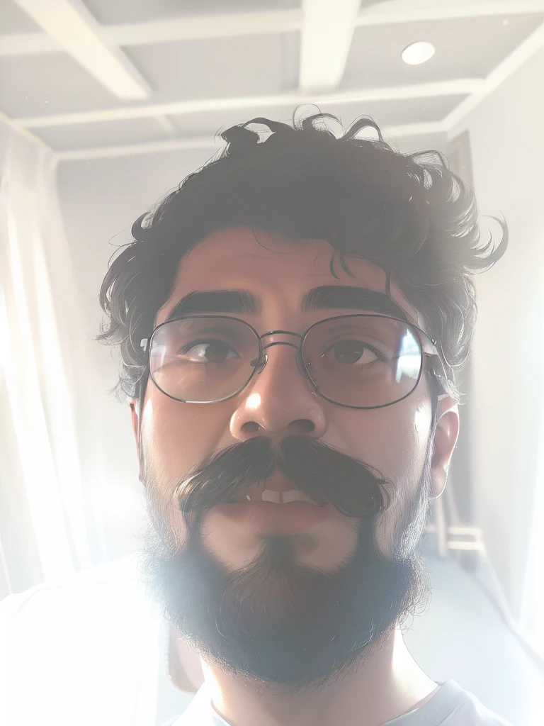 there is a mixed race man wearing Ray-Ban sunglasses with a beard and a mustache smiling, selfie!!!!! of a man, 8k selfie photograph, selfie of a man, selfie photo, iphone selfie, 4 0 years old man, selfie!!!!!, curly black beard, about 3 , very very low quality picture, bad selfie, without beard and mustache, black curly beard, accidental selfie, Cindy Sherman, Everyday Poetry, Captured Texture, Low Key Lighting, Ethereal Studio Setups