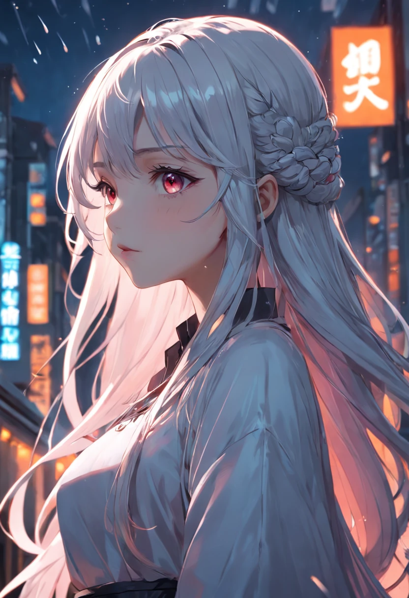 （（tmasterpiece））， （（best qualtiy））， （（illustratio））， The is very detailed，Style girl， Long shots， Light gray very_Long_Hair， Sci-fi hair accessories， Beautiful and delicate deep eyes， Beautiful detailed sky， beautiful detailed  water， cinmatic lighting， Dramatic angles， （Very long sleeves）， decor， formal， Get close to the audience， （A very delicate and beautiful）， Best quality at best， A high resolution， offcial art， Very detailed CG unity 8K wallpaper，  （（starrysky））， Galaxy River， Array stars， Holy， Noble， （（oil painted）） ， （（Wallpaper 8k CG））， （Realistis）， concept-art， Different purples and reds， Orange and pink hard light， Intricate light， Dynamic hair， Hairstyles， dynamic blur， Beauty and aesthetics， Intricate light， Manga and anime