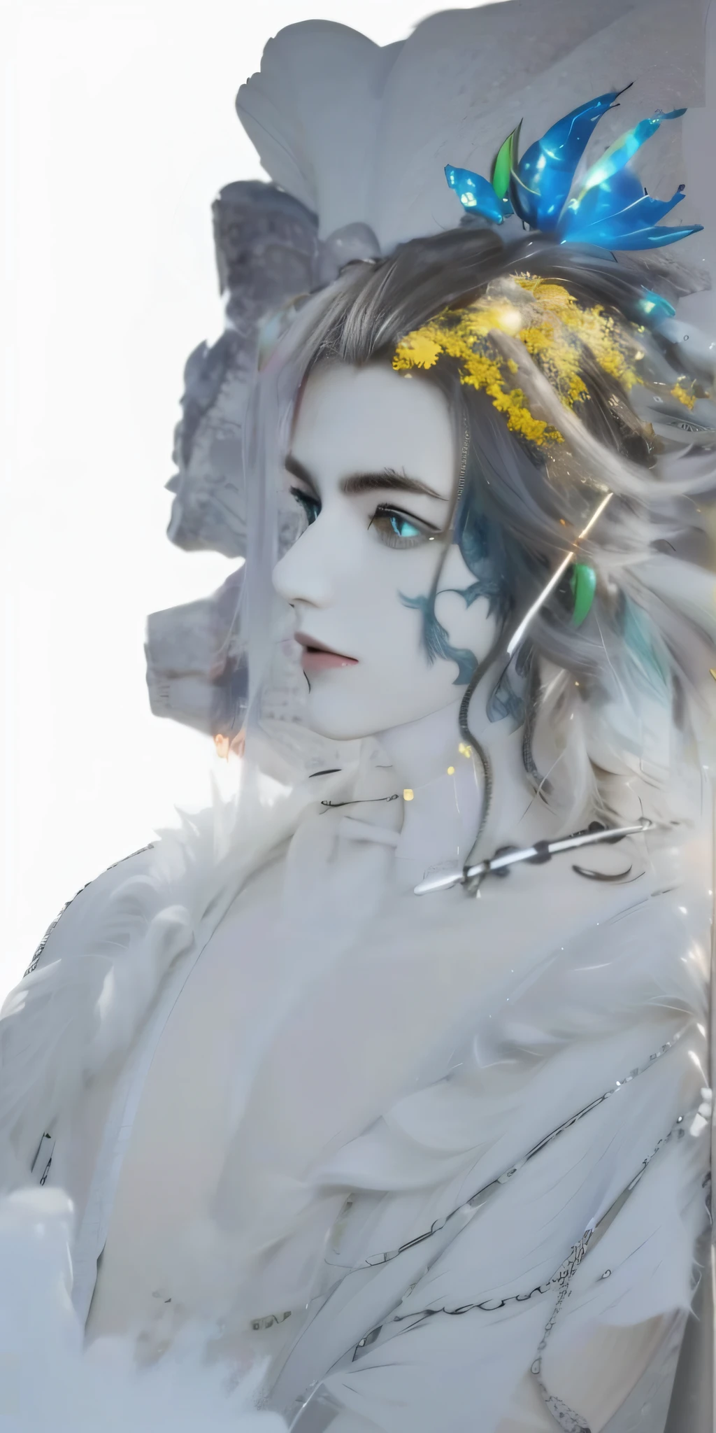 White has long hair
