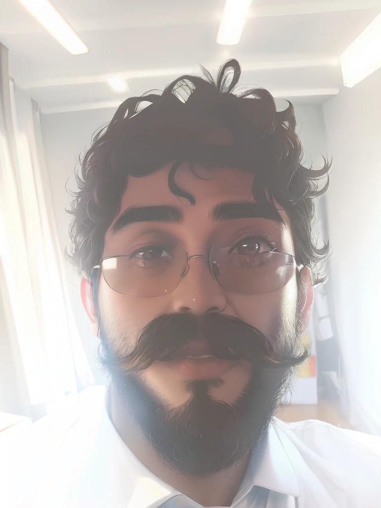 there is a mixed race man wearing Ray-Ban sunglasses with a beard and a mustache smiling, selfie!!!!! of a man, 8k selfie photograph, selfie of a man, selfie photo, iphone selfie, 4 0 years old man, selfie!!!!!, curly black beard, about 3 5 years old, very very low quality picture, bad selfie, without beard and mustache, black curly beard, accidental selfie, Cindy Sherman, Everyday Poetry, Captured Texture, Low Key Lighting, Ethereal Studio Setups