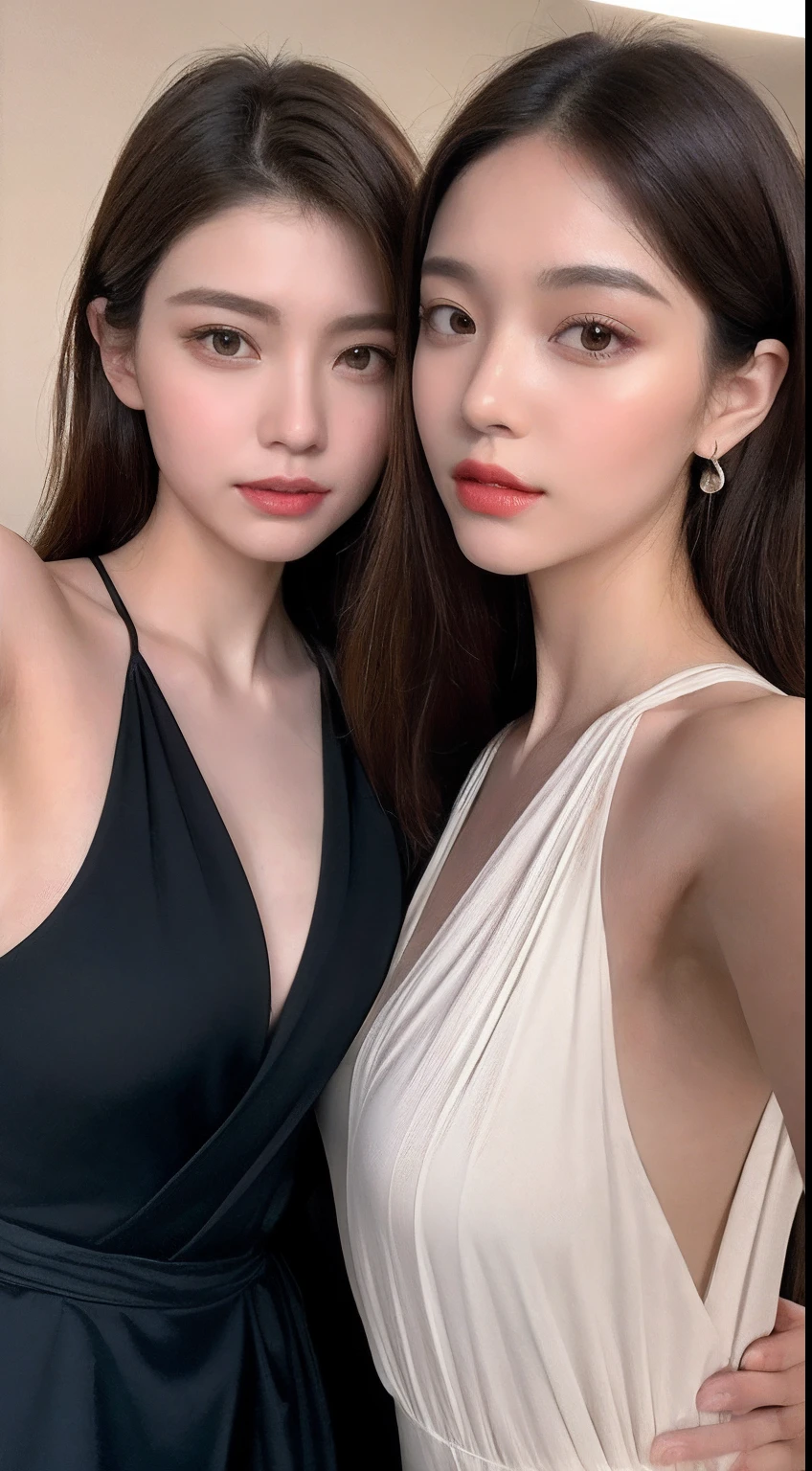 ((Midnight, Acura, 8K, Masterpiece: 1.3)), Full body, Long legs, Focal length: 1.2, Perfect Body Beauty: 1.4, Slim Abs: 1.1, ((Dark Brown Hair, Big Breasts: 1.2 )), (Satin Drape Flowing Temperament Swing Neck High Slit Long Slip Dress, Standing: 1.2), ((Selfie Don't Leak Out of Mobile: 1.6)), Highly detailed face and skin texture, Detailed eyes, Double eyelids