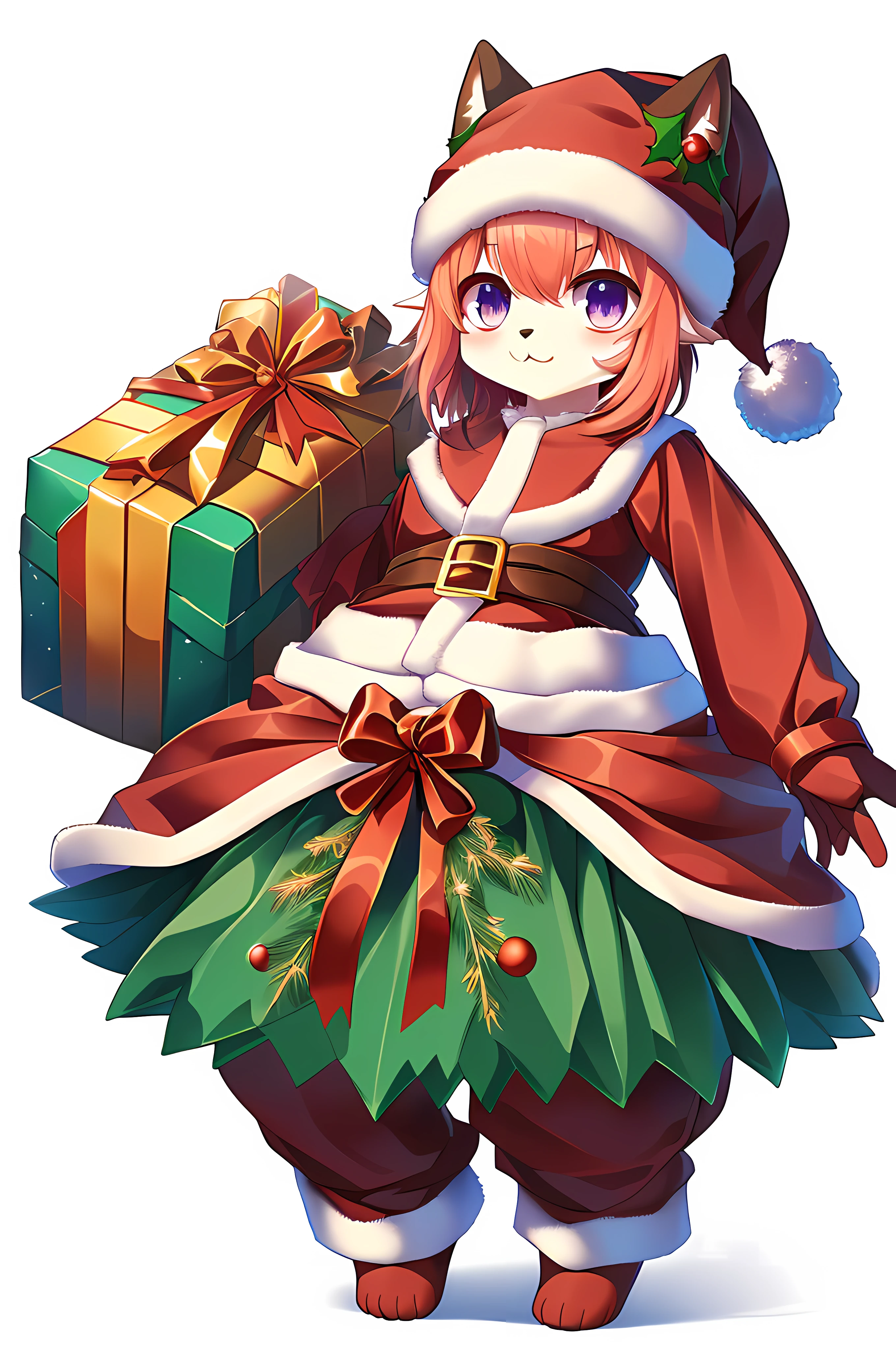 White background，detailed full body，超A high resolution, NFFSW, Best-aesthetic, Best quality, masutepiece, Flat avatar, Impeccable，Animal heads，catss，Personal，Positive，Christmas，leges，No background，Remove the background