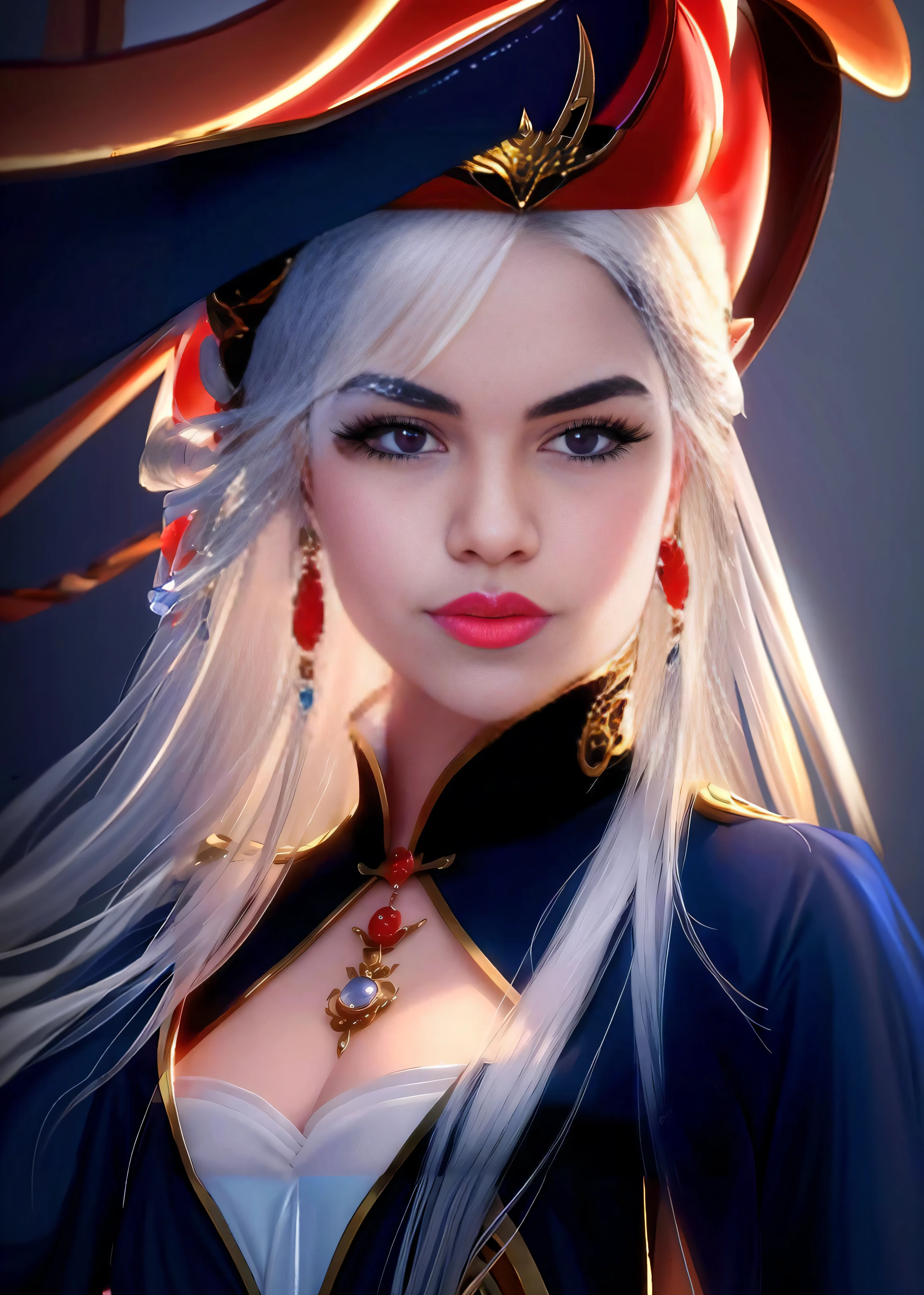 A closeup of a woman with a hat and a necklace, estilo Artgerm, RossDraw Retrato, Arte no estilo de Guweiz, Modelo IG | Artgerm, Rossdraw 1. 0, arte de personagem impressionante, RossDraw pintura digital, wlop e Artgerm, estilo de arte de fantasia, pintura de personagem bonita, epic exquisite character art