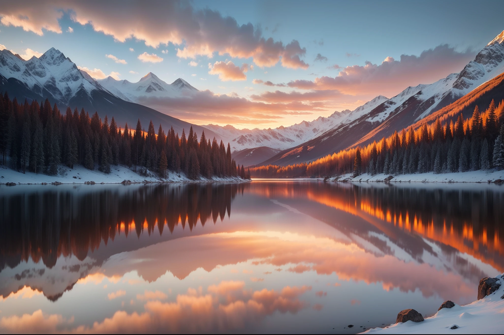 ((masterpiece,best quality,ultra detailed,ultra high res)),sunrise,alpine, floe,river,cumulonimbus cloud,woods,sunlight,chiaroscuro,