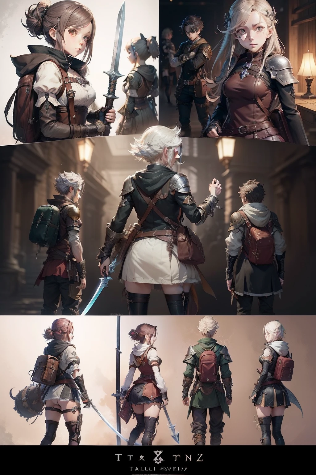 Anime character with backpack and sword in hand, octopath traveller style, from bravely default ii, boris valejo. octopath traveler, haibane renmei, jrpg character art, Octopus Voyager, Female protagonist 👀 :8, ( ( character concept art ) ), final fantasy tactics character, natalie from epic battle fantasy, Official Character Art, Finger correction