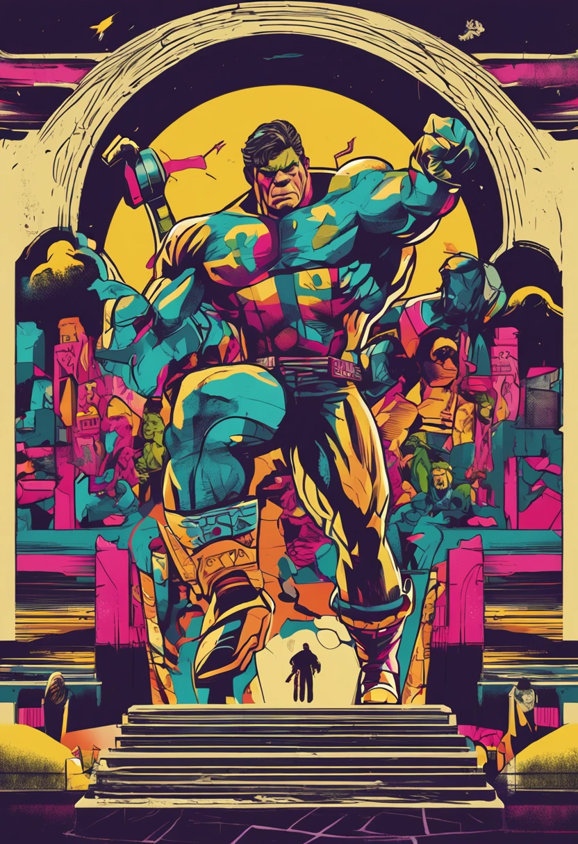The incredible Hulk, TM Ninja, intricate face details, Poster style, pictogram, Vibrant, colorful, vectorstyle, Digital art, 4K, Intricate details, big breasts enchanting, Professional manufacturing, Beautiful vector illustration, 12k resolution, 。.3D, All characters in detailed full body, Highly detailed, vibrant, Ultra high quality, hyper photorealism, Photorealism, rendering by octane]