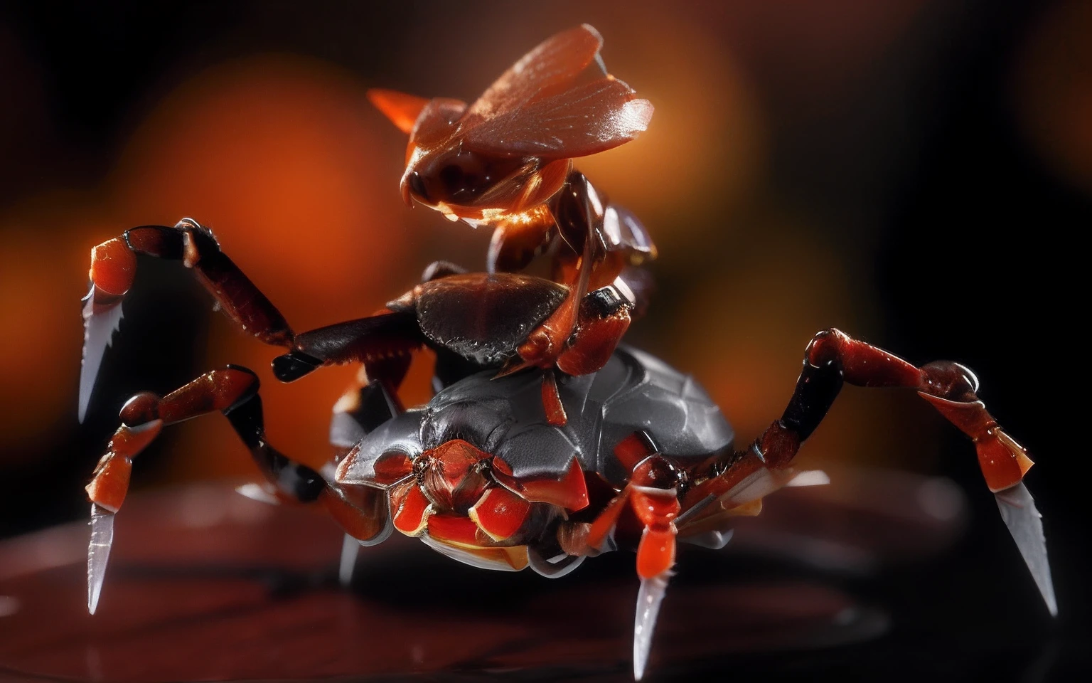 There is a closeup of a small insect with sharp claws, bordas afiadas. octan render, tigre - criatura caranguejo, octano render aesethic, Altamente detalhado. octan render, rendered in Octane Rendering, Greg Rutkowski. octan render, octan render : :, anthropomorphic crab, Super renderizado em octano render, rendered in Octane 32k Rendering