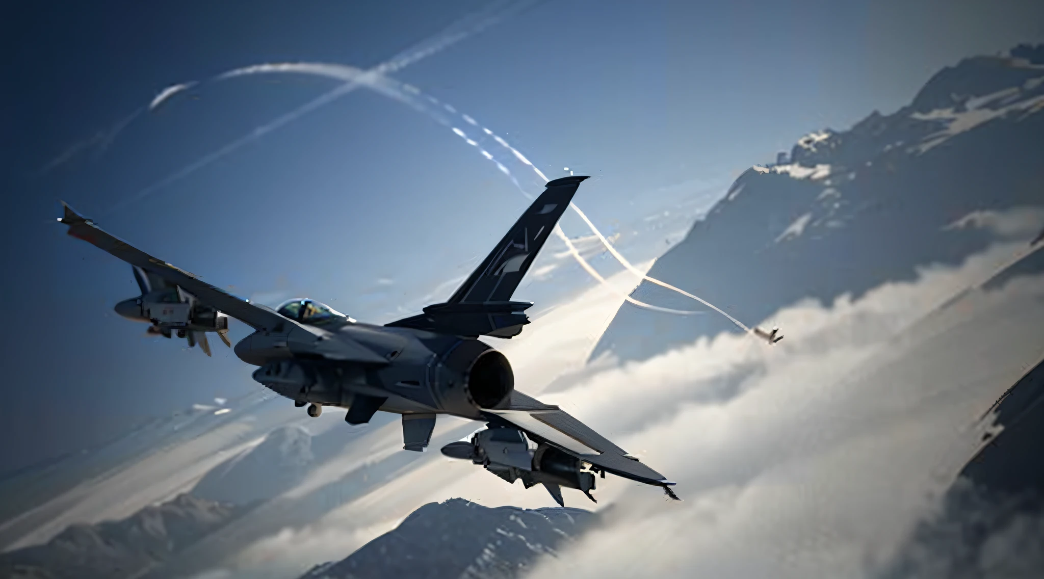 There were two jets flying over the mountain, ace combat, acecombat, CG art, cgsociety 4k”, fighter jets, 8k render”, highly detailed cgsociety, fighter jets, cinema shot!, high definition cgsociety, f / 2 2, f/22, fighter jet in flight, bastien grivet, f/16