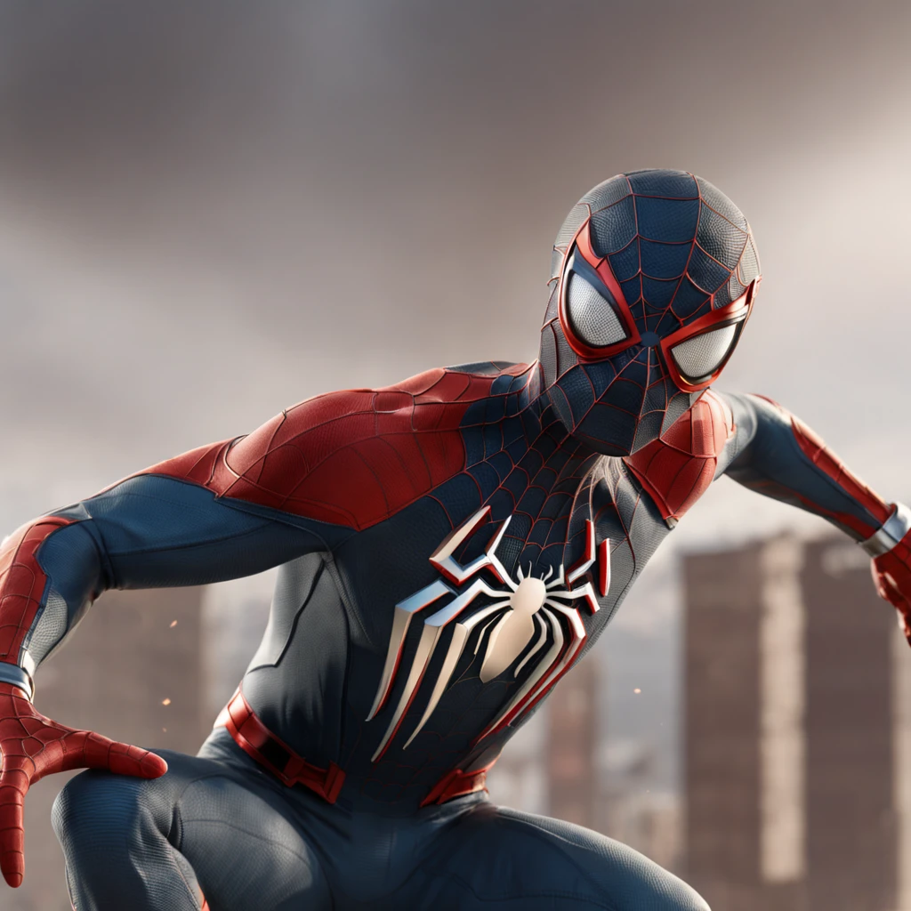 Spider-Man engaging in a {fierce, epic} battle {against, with} his {formidable, arch-nemesis} {villains, foes} in a {war-torn, desolate} city. [--ar 16:9, --chaos 100, --fast]