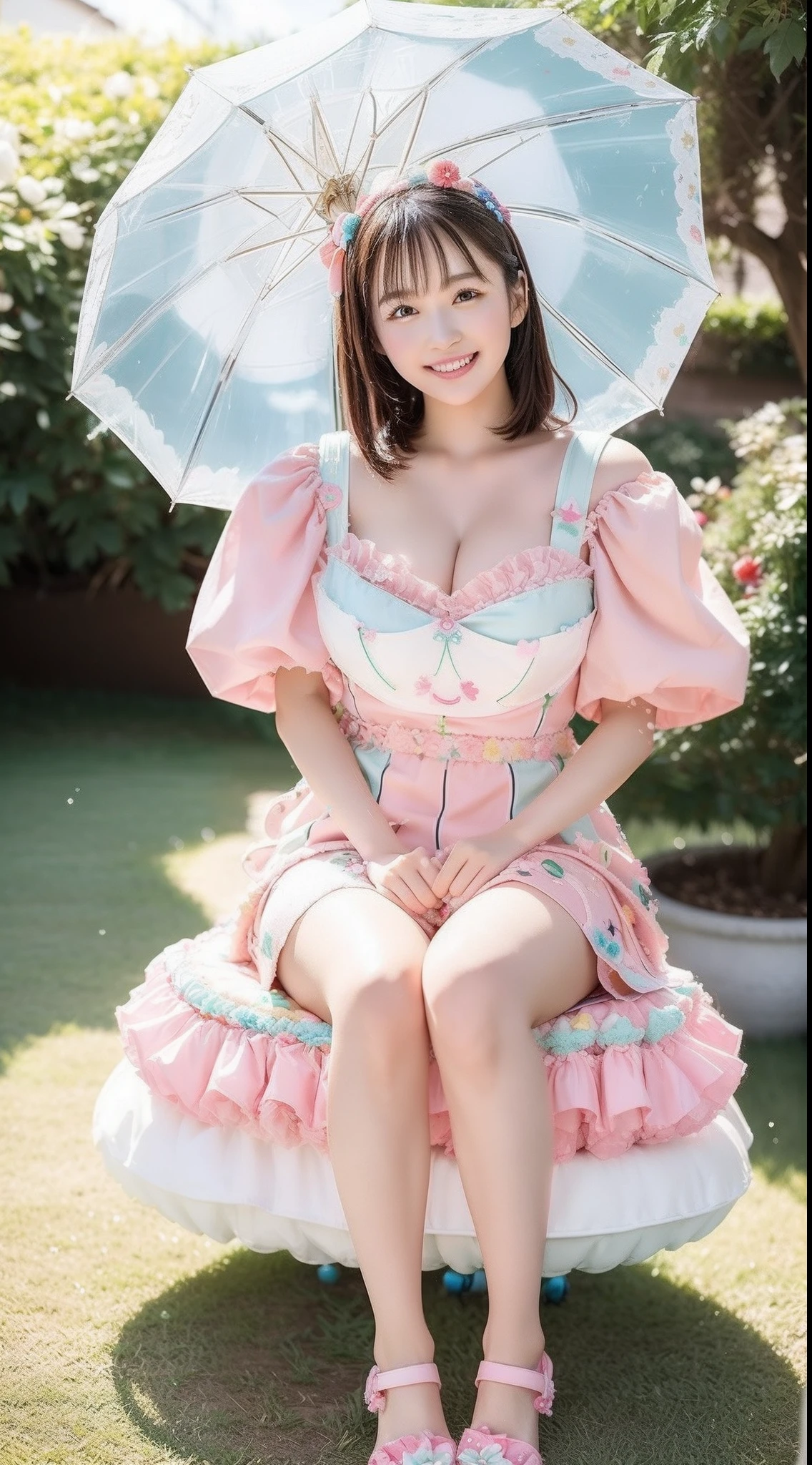 Fashion: Dress up in a colorful ensemble reminiscent of candy wrappers, Bright pastel cleavage and playful accessories、I can see the panties、Colossal tits、sixteen years old. 2. Pose: Pose on a whim while holding a giant lollipop, Show off a carefree and fun attitude. 3. Background: Pose in front of a candy-themed background filled with oversized candies, cotton candy clouds, and Candy Cane Tree. 4. Candy Throne: Sit on a candy-style throne made with oversized gum drops, Surrounded by candy treasures. 5. Cupcake Delight: Lean on a giant cupcake prop, Please dress in clothes that match the color and frosting of the cupcakes. 6. Rainbow Pathway: Walk along a rainbow path made of candy pieces, Exude surprise and excitement. 7. Candy Rain: With colorful umbrella「Candy Rain」Capture the moment of, Standing under a shower of falling candies. 8. Giant Ice Cream Cone: Pose beside a giant ice cream cone prop, In an outfit featuring ice cream cone patterns and colors. 9. Candy Wonderland Swing: Swing playfully in candy cane swing in a dreamy landscape of candy tree and candy floss clouds. 10. Gummy Bear Garden: Sit in the garden of oversized gummy bears, Wear a gummy bear-themed outfit to match the colors of the candy garden