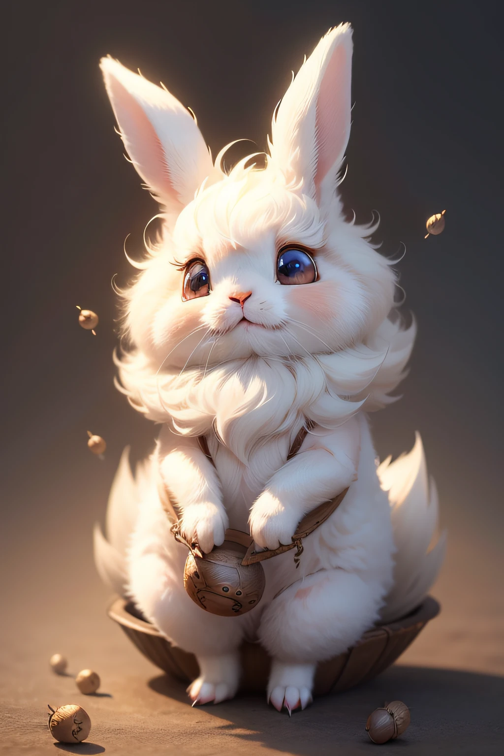 large, round eyes、Fluffy bristles、long ears、These include short limbs。pure、Rabbits have a timid character、It is also characterized by being easily surprised by small sounds and objects.、Super delicate、Super cute rabbit、Fantasia、Fantastical、