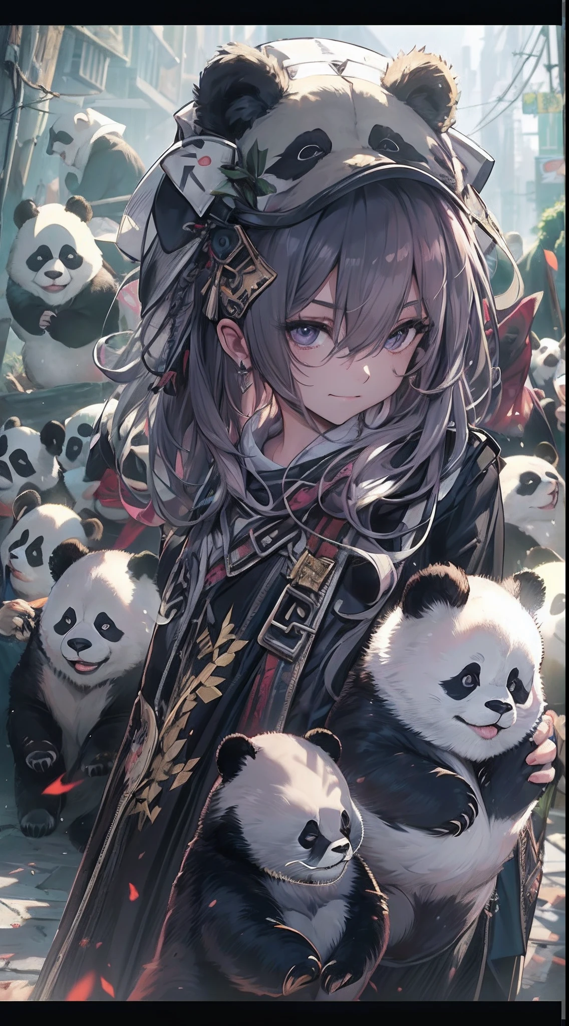 (1male people)、(The appearance of a panda)、(Musculoskeletal augmentation々)、(A face full of murderous spirit:1.2)、(Top image quality)、(8K picture quality)、(masutepiece)、(Full body photo:1.3)、cinematric light, Cinema Shadow, Sharp Image, Extremely detailed,、beautiful effects, Muted colors, Highly detailed image textures, detailed hairs, Detailed face、(Aura overflowing from the skin:1.3)