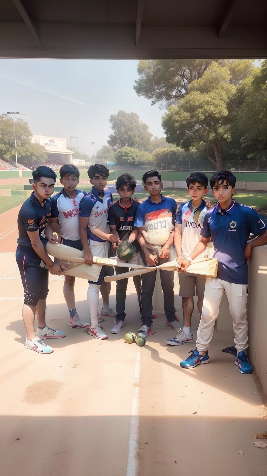 Create kids version of the Marvel characters playing and enjoying cricket on beautiful morning with bright sunny day.