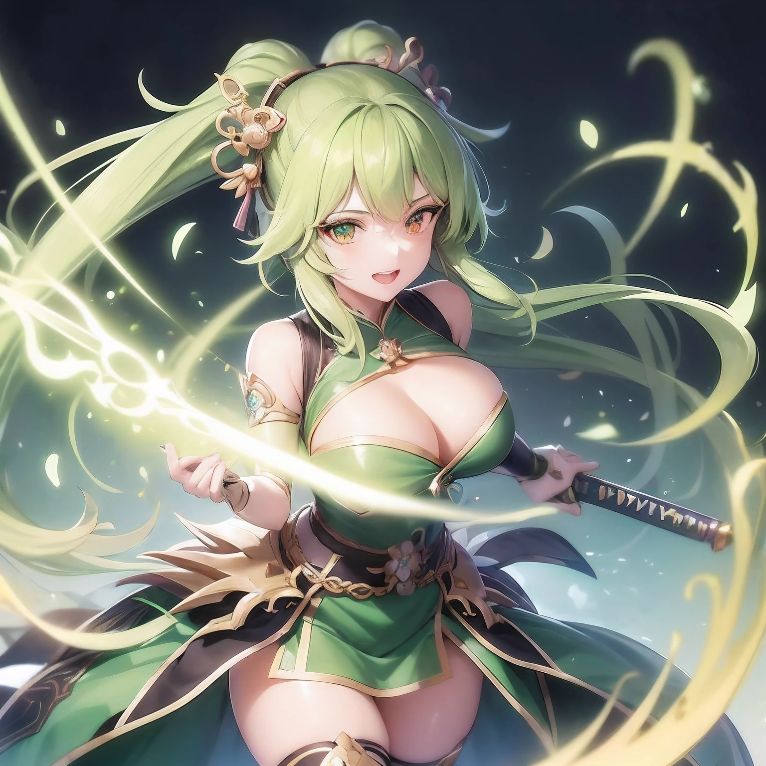 anime girl with green hair and green dress holding a sword, ayaka genshin impact, extremely detailed artgerm, anime goddess, portrait knights of zodiac girl, artgerm lau, ayaka game genshin impact, cushart krenz key art feminine, artgerm on artstation pixiv, keqing from genshin impact, ! dream artgerm