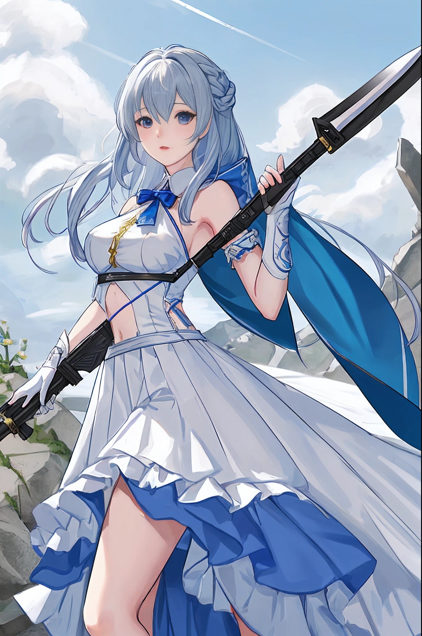 full bodyesbian girl with Weapon personification