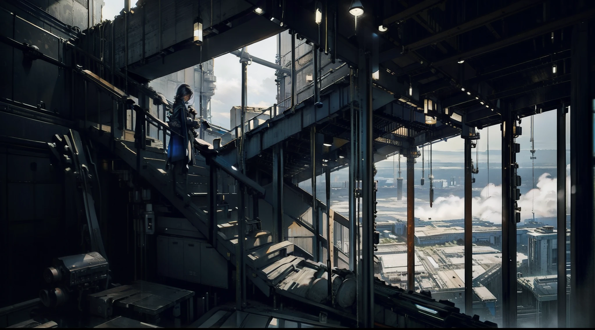 Help me make a future world （large）The interior of the machine methyl ground is similar《Up》base（industrial style）Picture composition Atmospheric expression grand heads-up view, 3A masterpiece modeling rendering quality, 3Drenderingof, HD picture, Exquisite pictures，8K分辨率