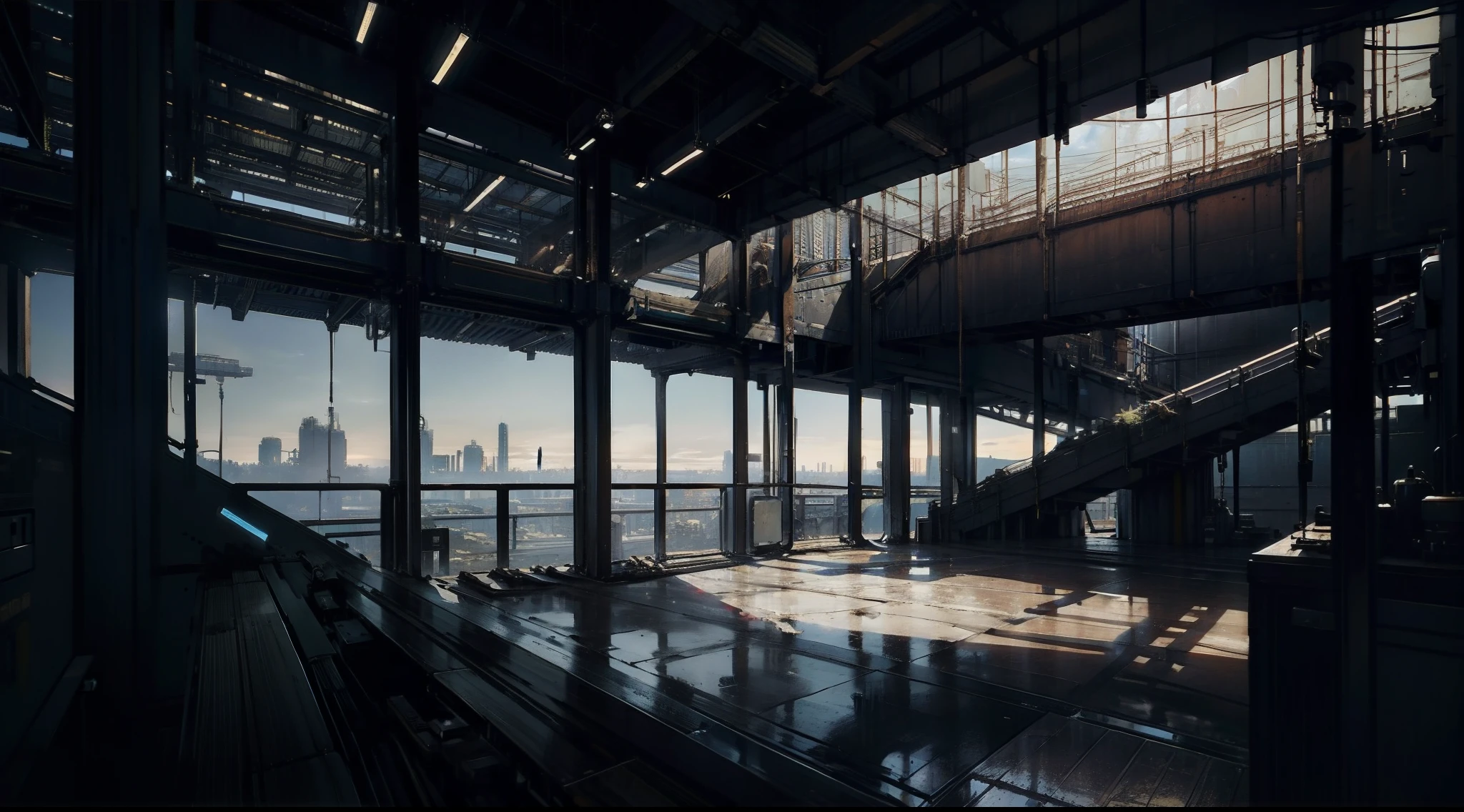 Help me make a future world (large)The interior of the machine methyl ground is similar《Up》base(industrial style)Picture composition Atmospheric expression grand heads-up view, 3A masterpiece modeling rendering quality, 3Drenderingof, HD picture, Exquisite pictures,8K分辨率