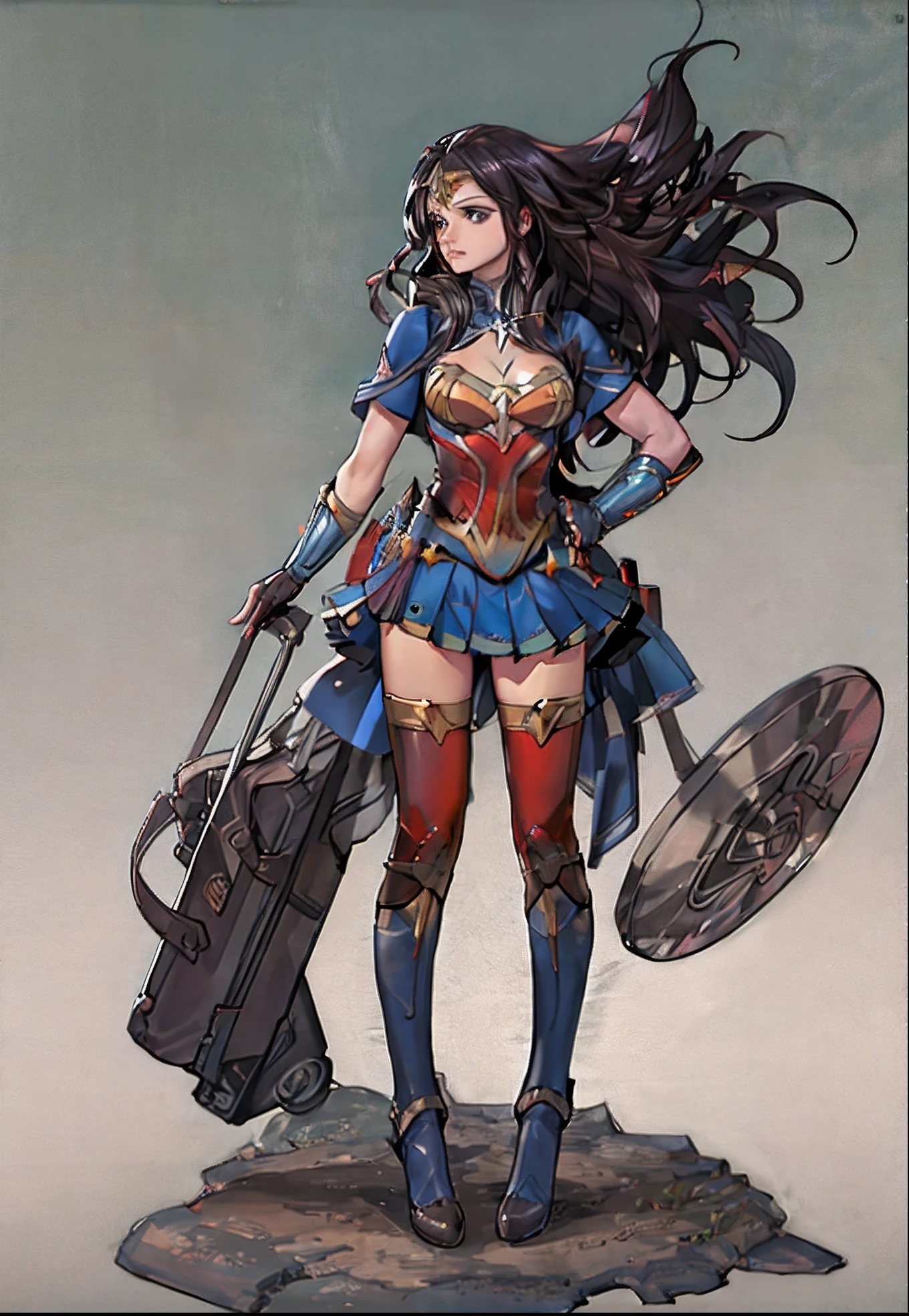 Best quality image, a close up of a wonder woman, Huge Breasts , long hair, Magnificent, nips