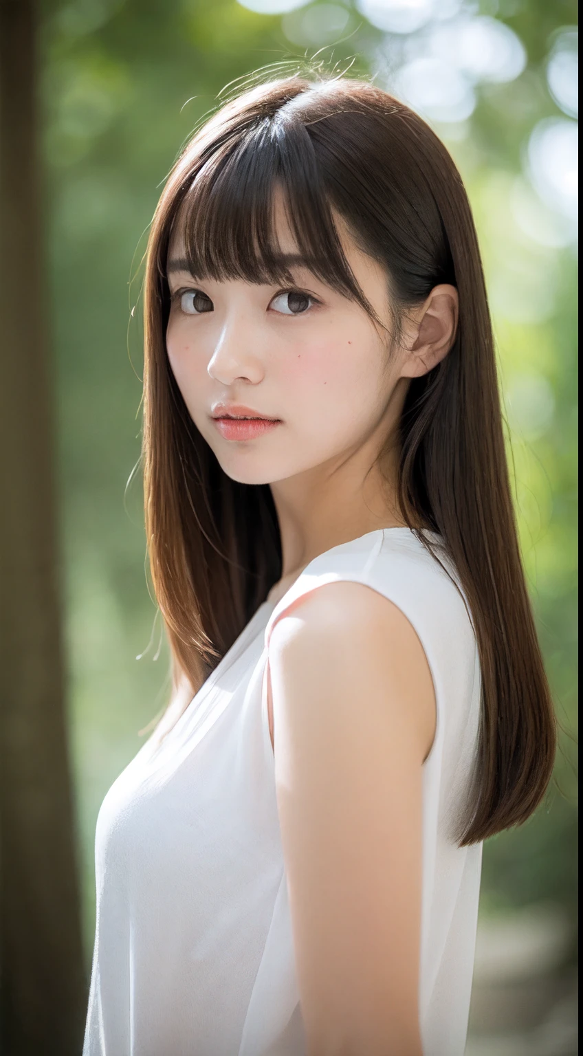 (High reality photograph, high resolusion), Skinny Japanese lady, 30 years old, cute face, detailed face, detailed eyes, various hair style, skinny figure, correct body anatomy, ((looking straight ahead)), facing the camera directly, single photo, a photo captured the best moment expressing the beauty and brains, ((with simple background))