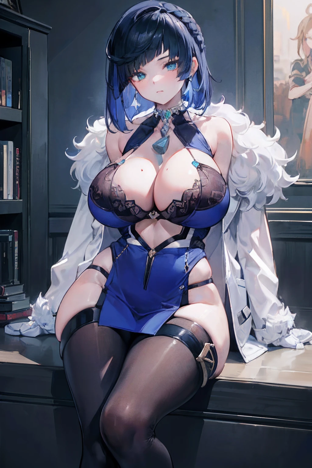 (8K, Best quality, tmasterpiece:1.2),\(eye detailed\),\(Facial features\),(\(Clothes detail details\)\),(huge tit),full bodyesbian,(Facial focus) ,Very detailed CG unity 8K wallpaper,hugefilesize,ultra - detailed,A high resolution,absurderes,beautidful eyes,Ray traching,dramatic shadow,finely detailled,Dramatic angles,Hyper-detailing,(1 girl:1.3),(Solo),Mature female, a matural female,,thick thight, busty figure,sit
bondage
restrained,(H cup:1.3)