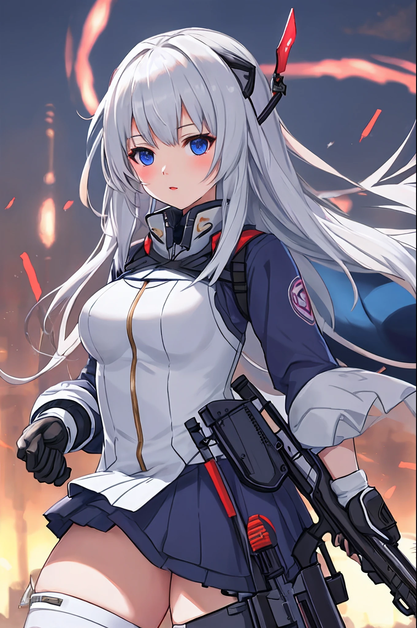 Weapon personification　full bodyesbian　girl with