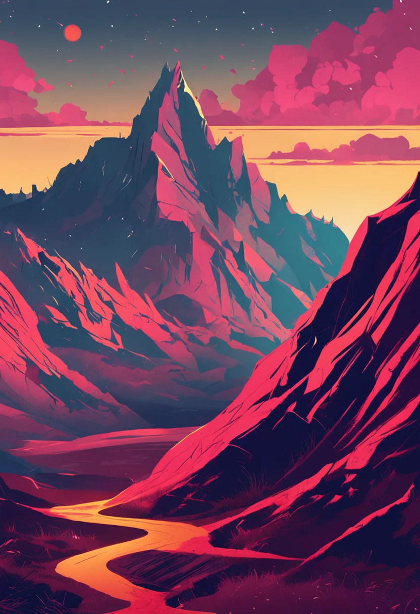 Glowing peaks plain left and right symmetrical light meets style