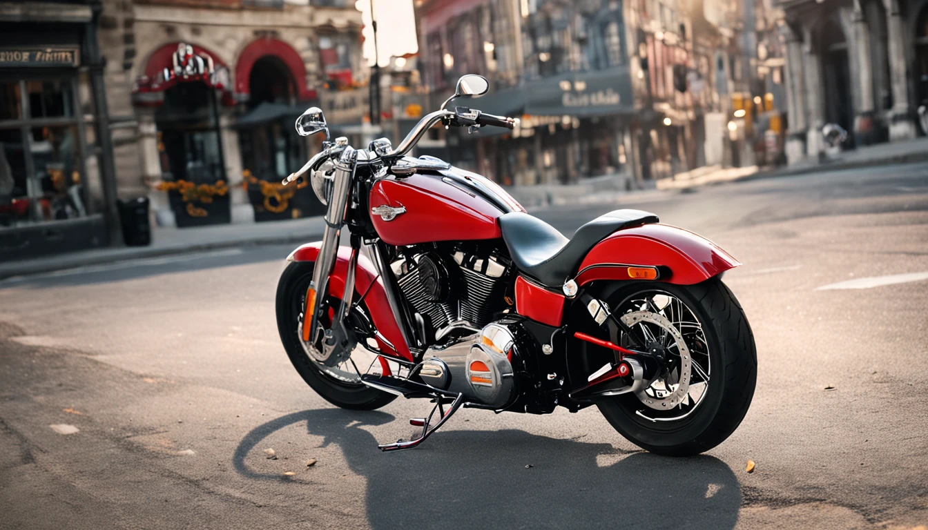 Photo of a very expensive red Harley-Davidson on a pure white background.