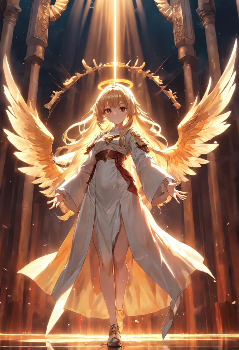 Iberia as a masterpiece of God；Background；suns，ray of lights；The angel's weapon in hand；Beautiful mature woman；Ultra photo realsisim