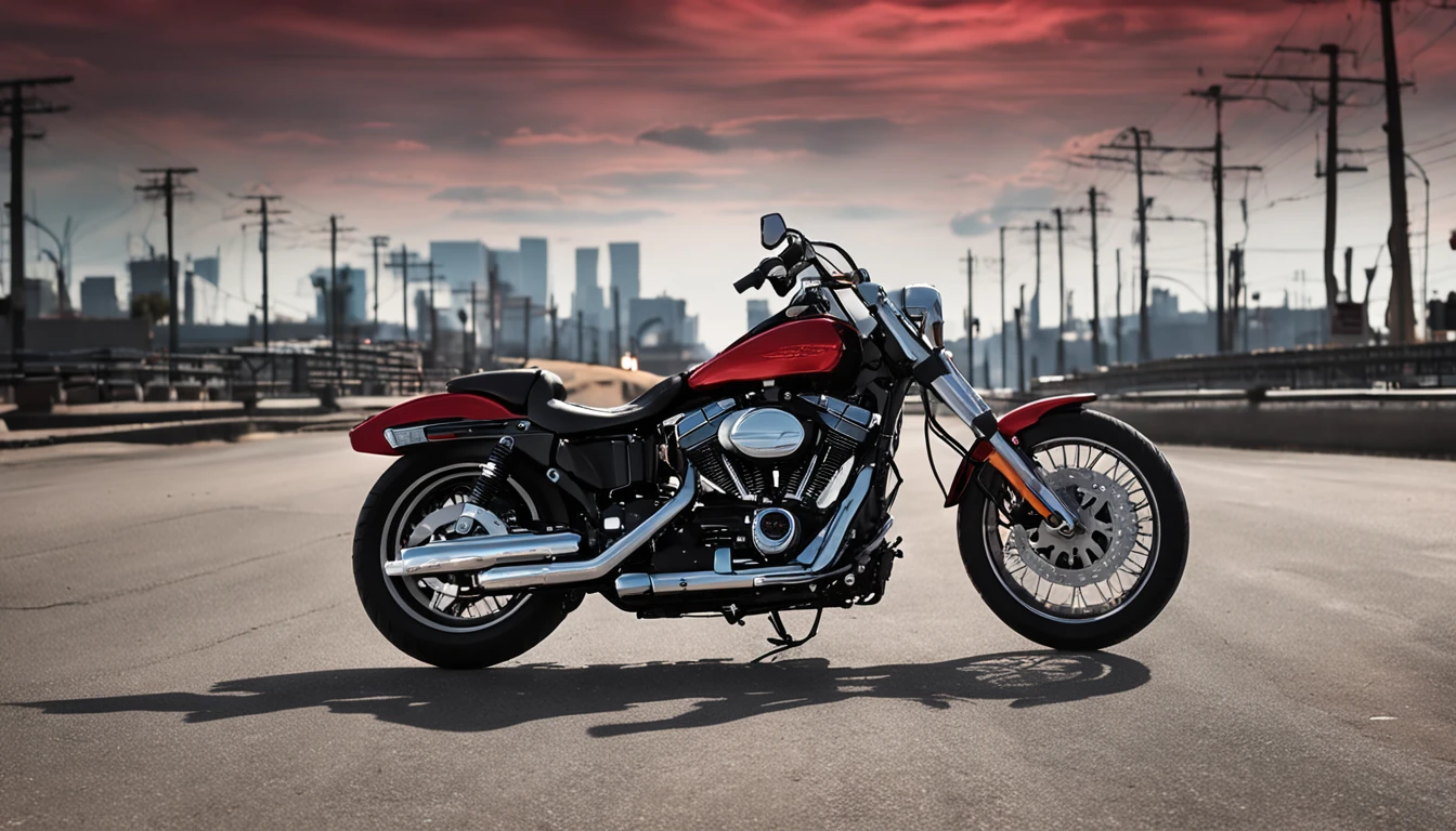Photo of a very expensive red Harley-Davidson, on a pure white background.
