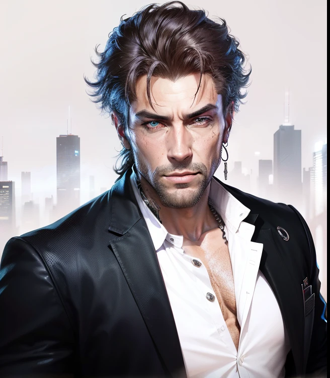 Change background cyberpunk.                   handsome men , realistic, 8k