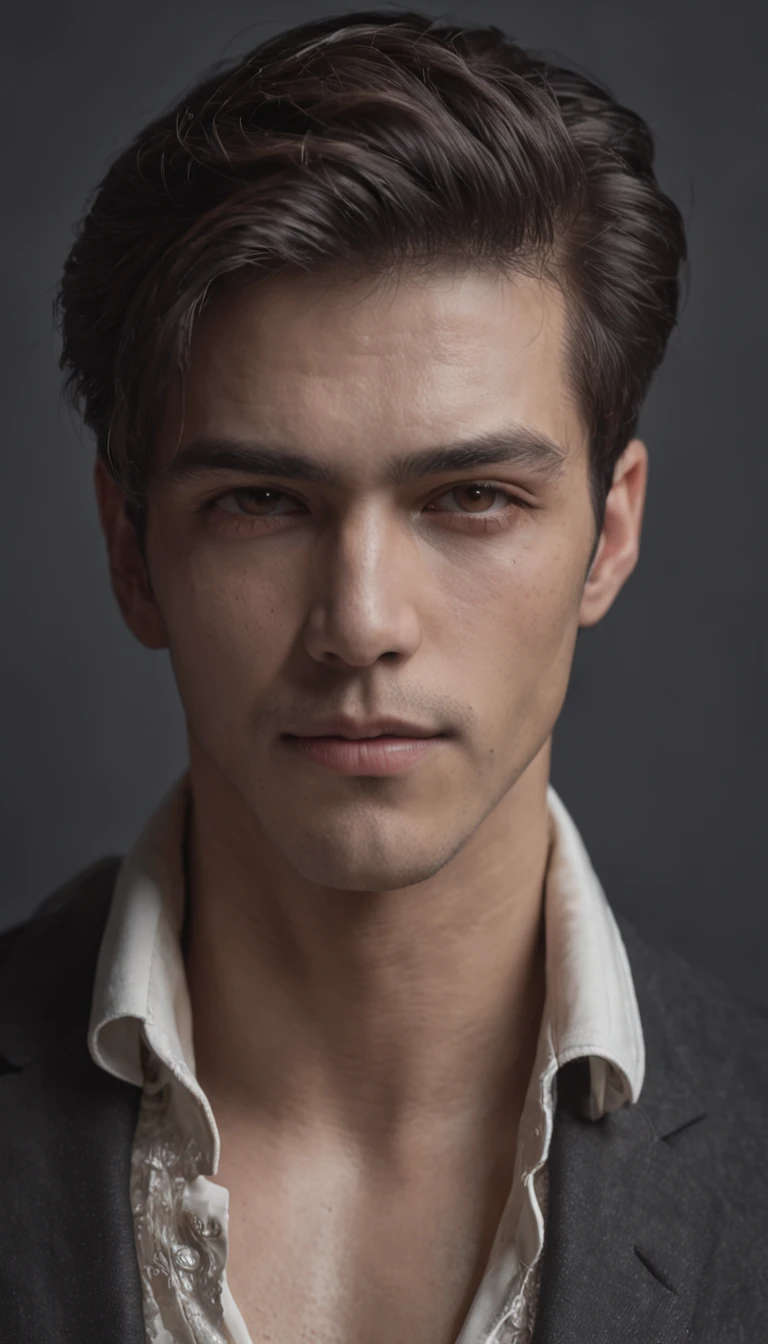 A man suite, half face is handsome and other half is demon, HQ, 8K