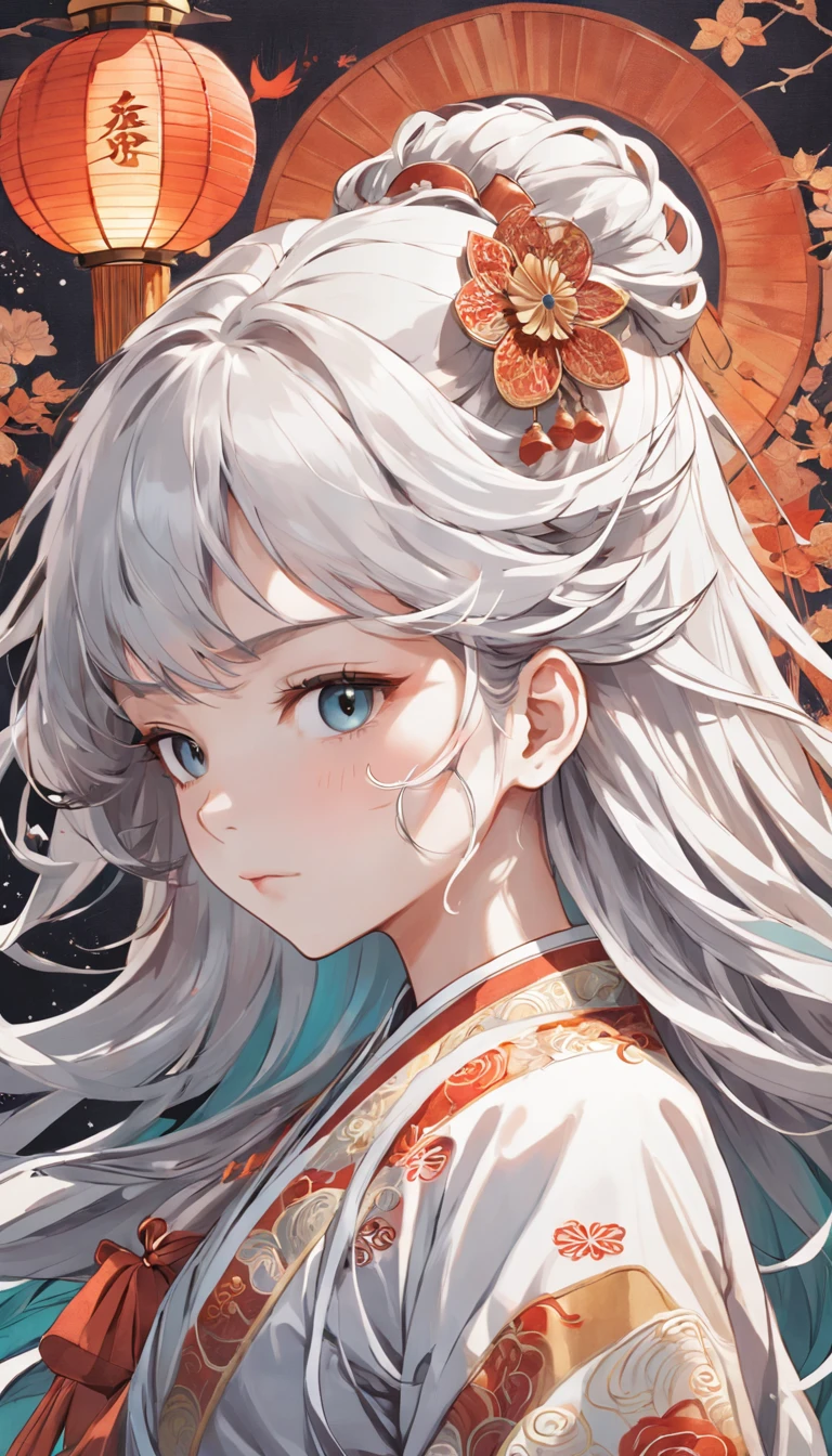 (White background:1.4),(Silhouette of a girl's head, Eyes closed, colorfull long hair, Oriental elements),(Chinese illustration:1.3,paper art:1.3, Quilted paper art:1.2),( reasonable design, Clear lines, High sharpness,Best quality, Very detailed, Masterpiece, movie light effect, 4K )